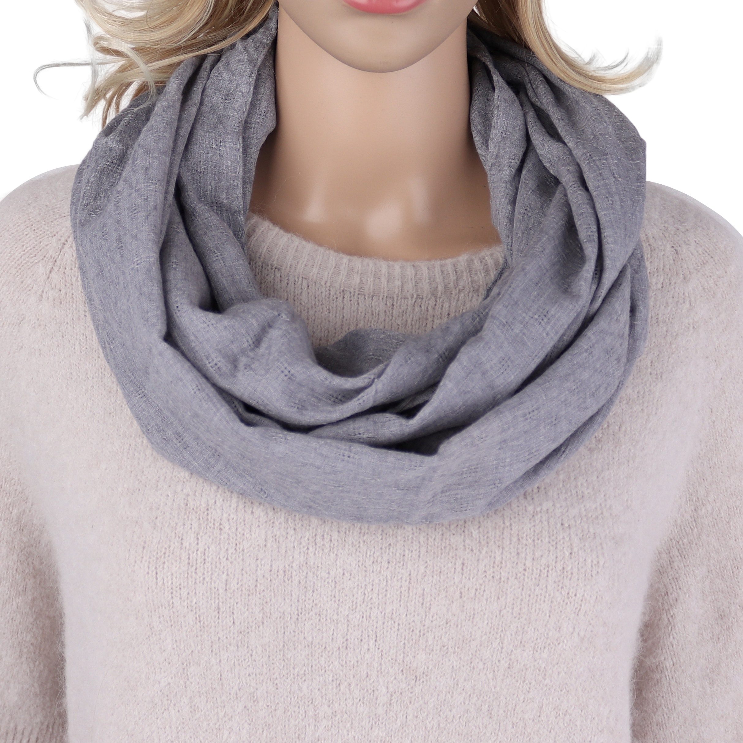 MIRROSI Loop Damen Schal Unifarbe mit Lochmuster Weich aus 100% Baumwolle, günstig online kaufen