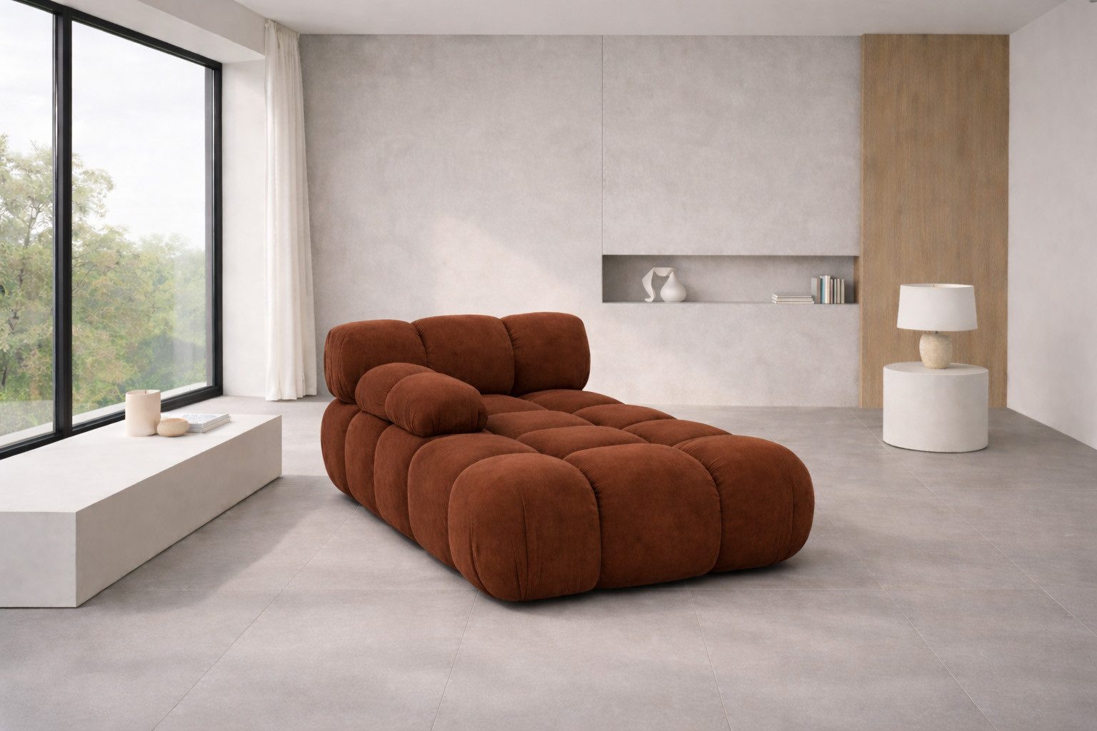 Kaiser Möbel Chaiselongue modular für Wohnzimmer, Veloursstoff Salvador, Selia, Chaiselongue, Veloursstoff Salvador,Teil eines …