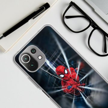 DeinDesign Handyhülle Marvel Kinofilm Spider-Man Webs In Action, Xiaomi Mi 11 Lite 5G Silikon Hülle Bumper Case Handy Schutzhülle