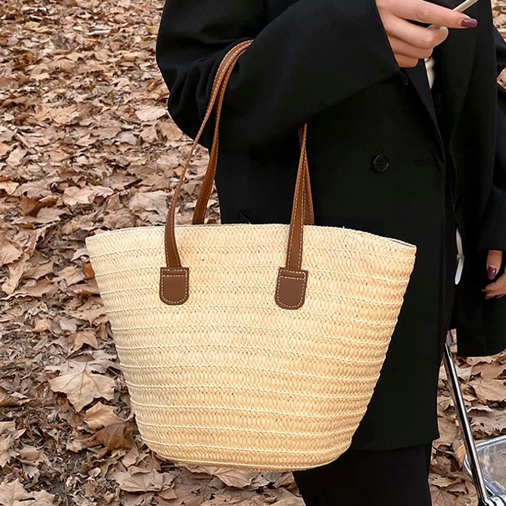 Zaewry Strandtasche Damen Böhmische Stroh Handtasche,Sommer Strandtasche Stroh Groß, für Reisen Strand