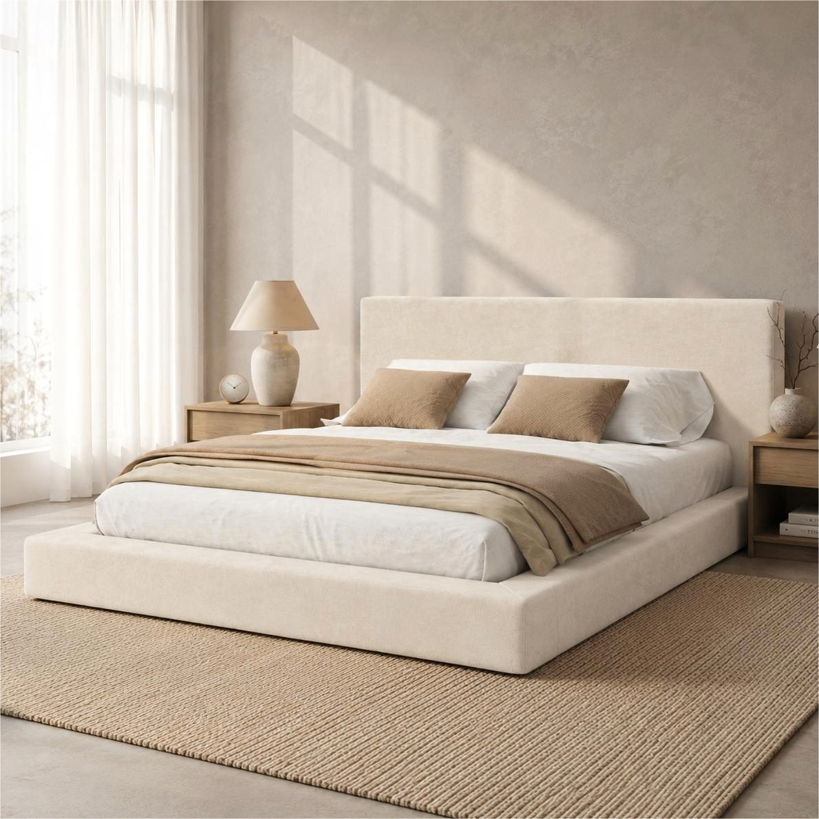 Flieks Polsterbett, Doppelbett 180x200cm mit Lattenrost und gepolstertem Kopfteil