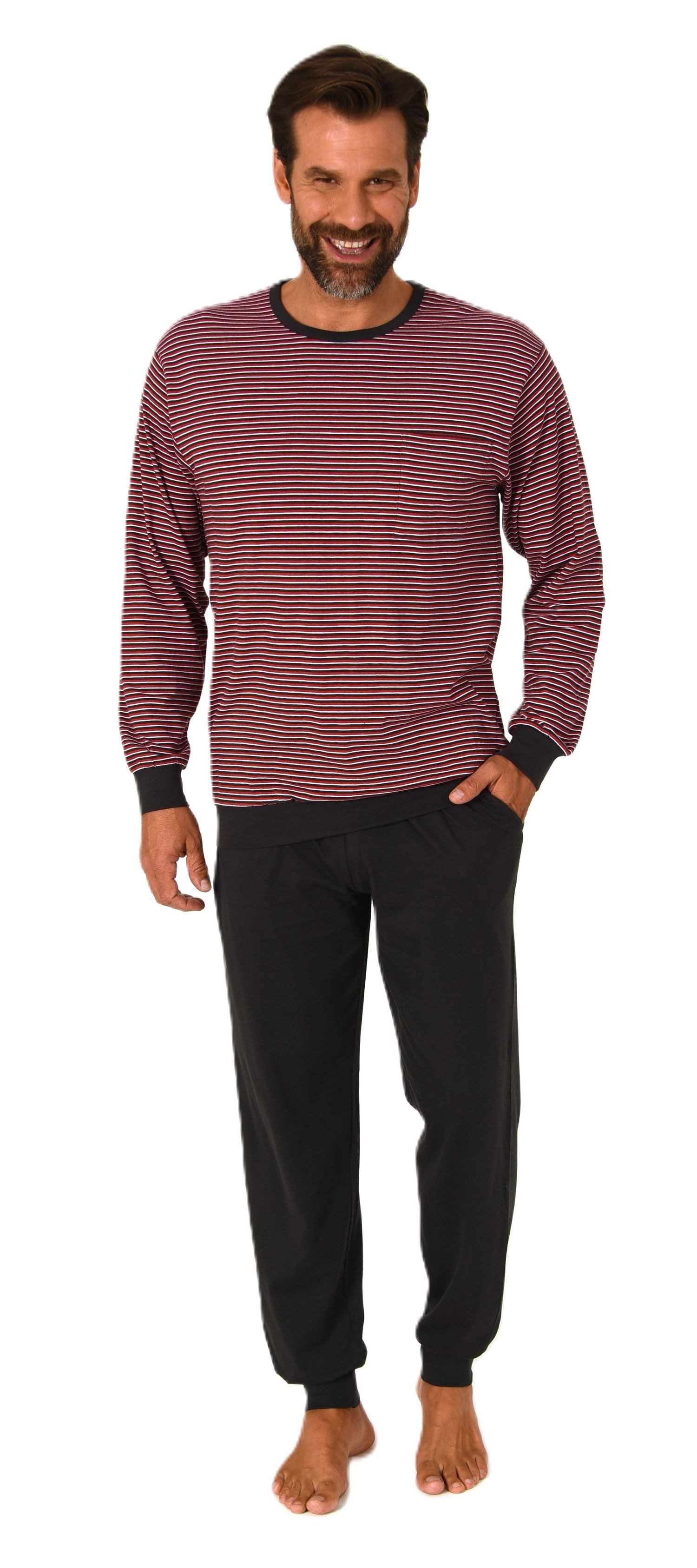 Normann Pyjama Normann Herren Schlafanzug mit Bündchen in feiner Streifenop günstig online kaufen