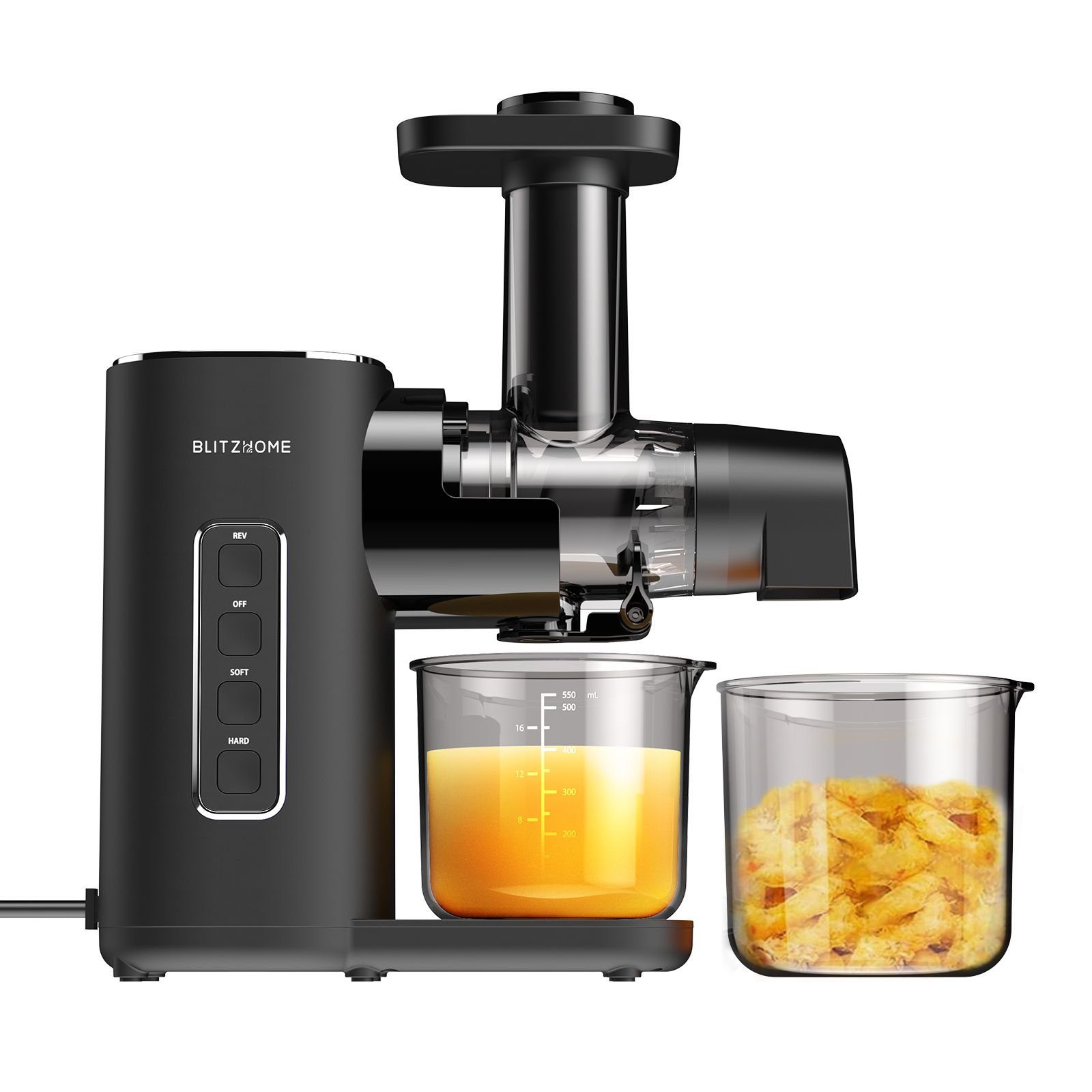 BLiTZWOLF Slow Juicer, 150 Rücklauffunktion W, Stoppfunktion 2-Gänge