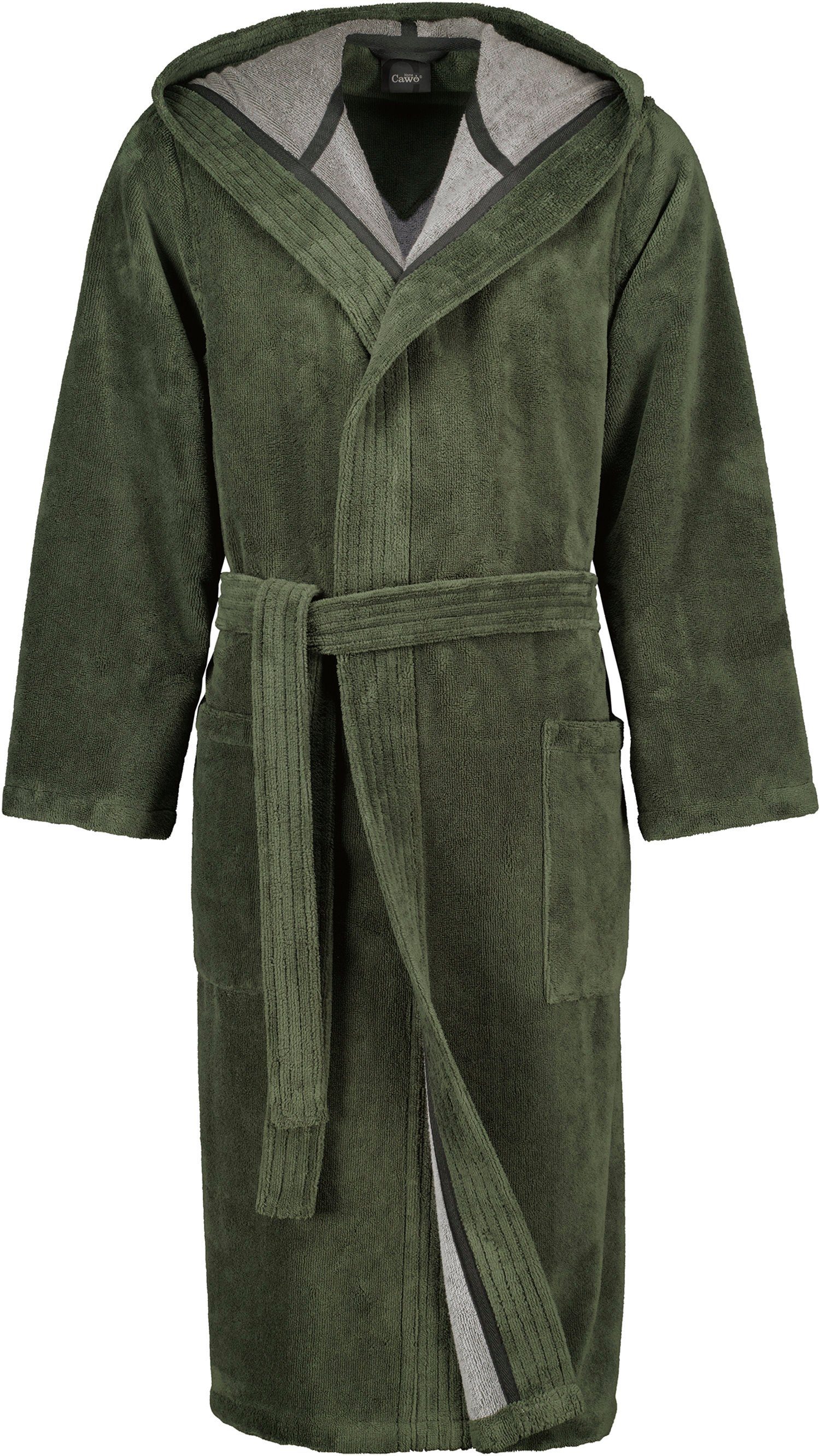 Cawö Herrenbademantel Cawö Herren Bademantel, Baumwollmischung, Kapuze, Gürtel, Velours Qualität