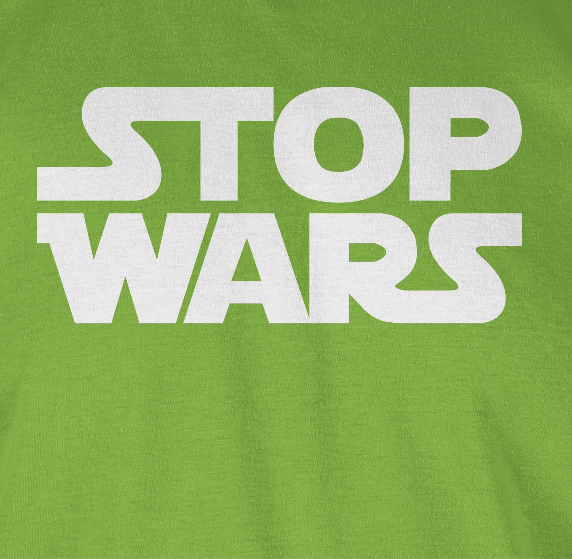 Shirtracer T-Shirt Stop Wars weiß Hellgrün 03 Statement Sprüche