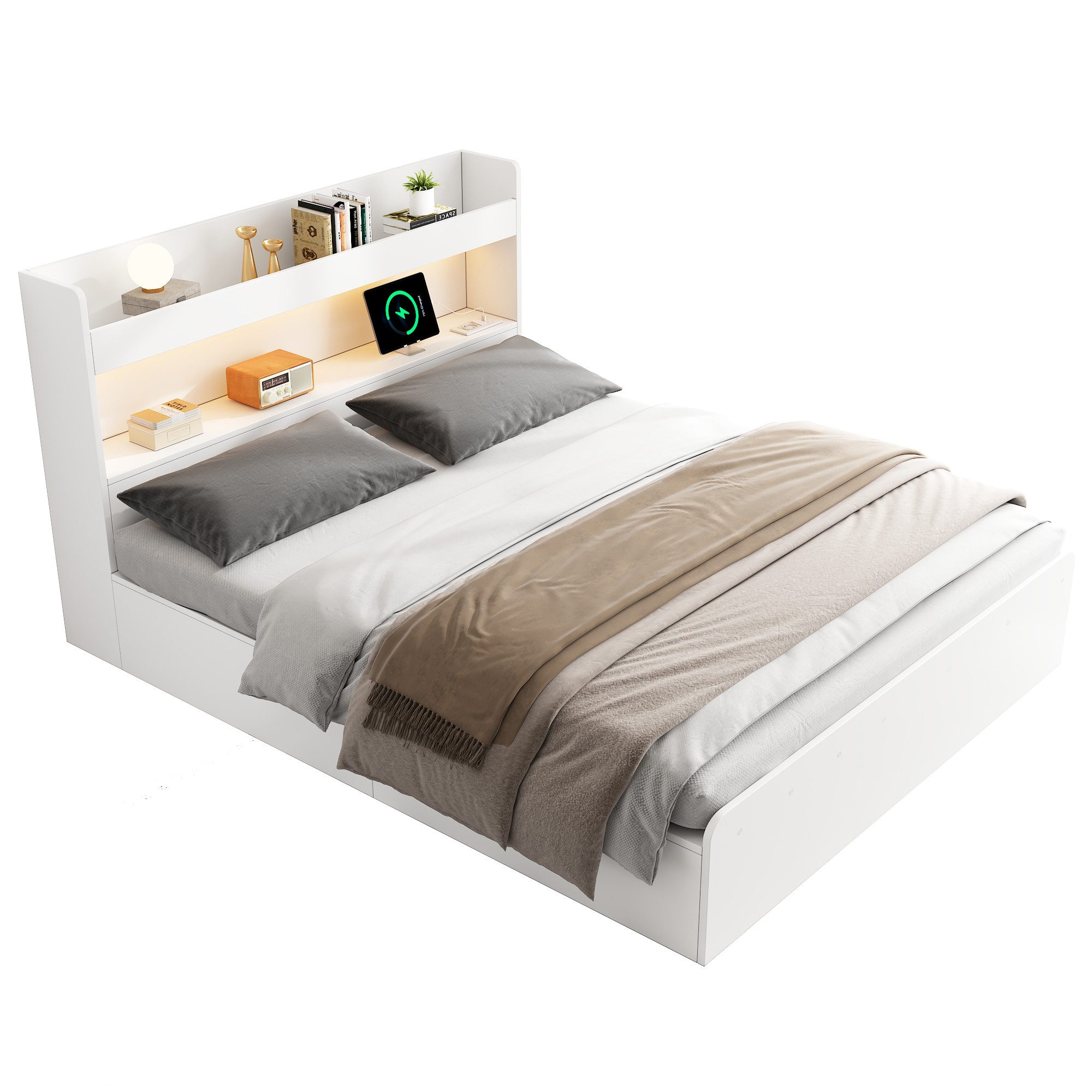 PHOEBE CAT Holzbett Stauraumbett Doppelbett 140x200cm, günstig online kaufen