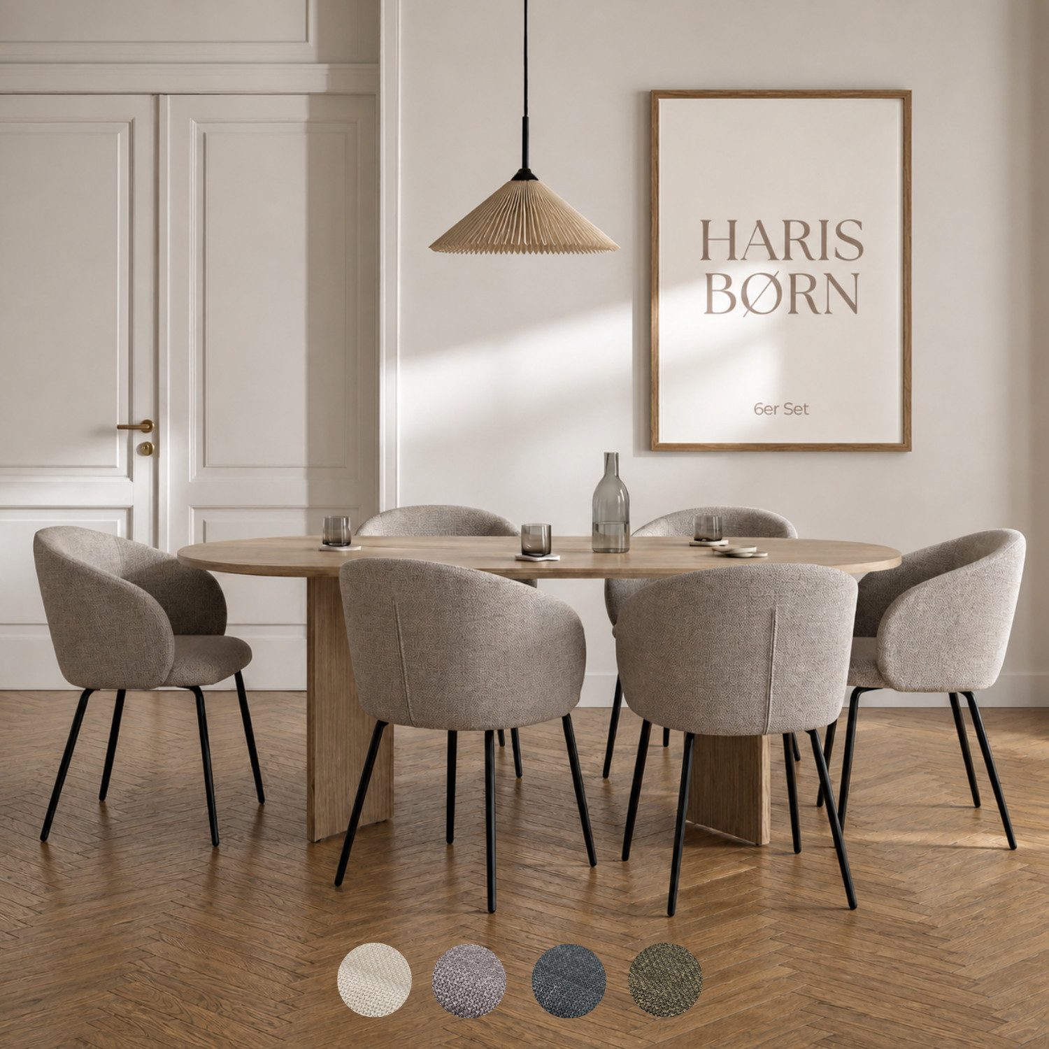 Haris Børn Esszimmerstuhl NØR (versch. Farben) - Bequeme Polster Esszimmerstühle mit Armlehne (Set, 6 St), Premium Esstisch Stühle & Wohnzimmerstühle - Moderne Stühle Esszimmer