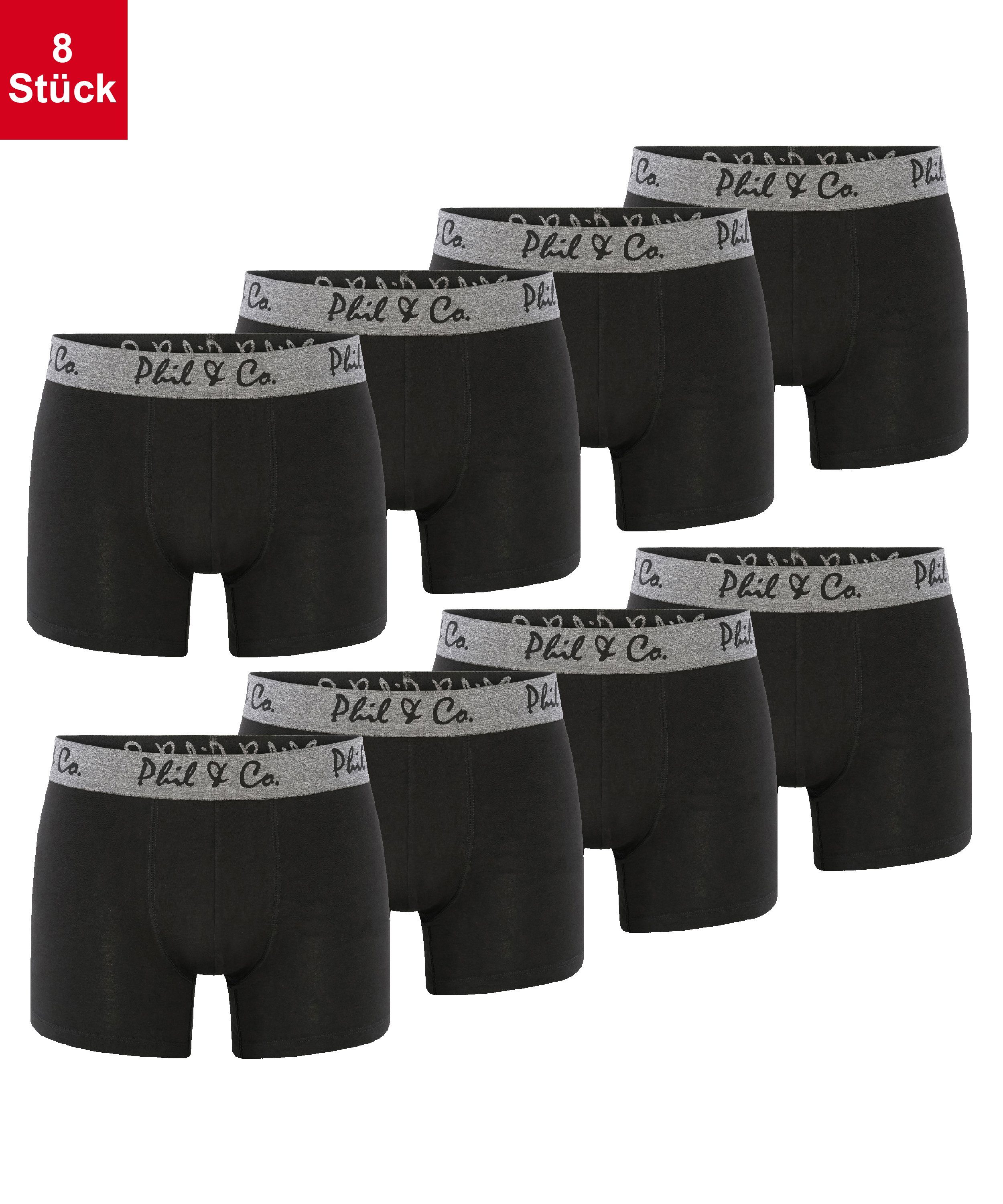 Phil & Co. Retro Pants Herren Männer Boxershorts (8-St) Schwarz | Boxer anliegend