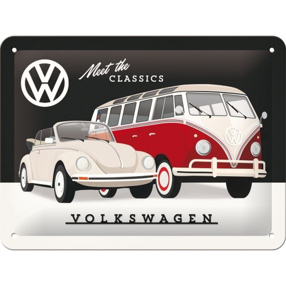 Metallschild Blechschild 15x20 cm - Volkswagen - VW Meet The Classics