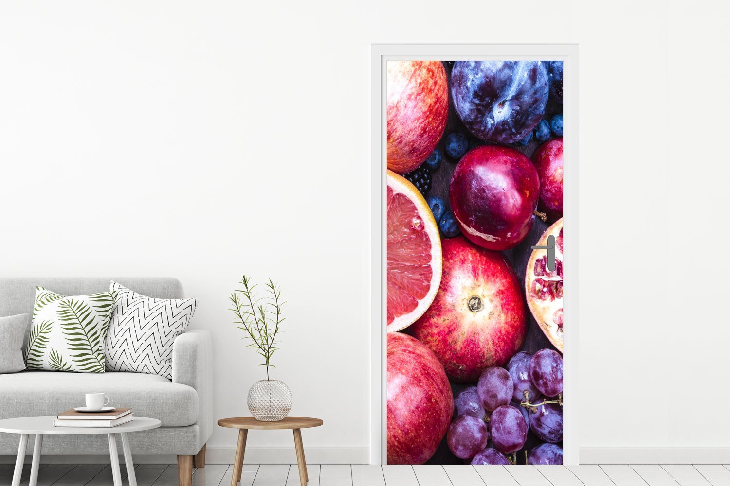 MuchoWow Türtapete Obst - bedruckt, Fototapete (1 Farben, cm Tür, 75x205 Matt, - Türaufkleber, Regenbogen St), für