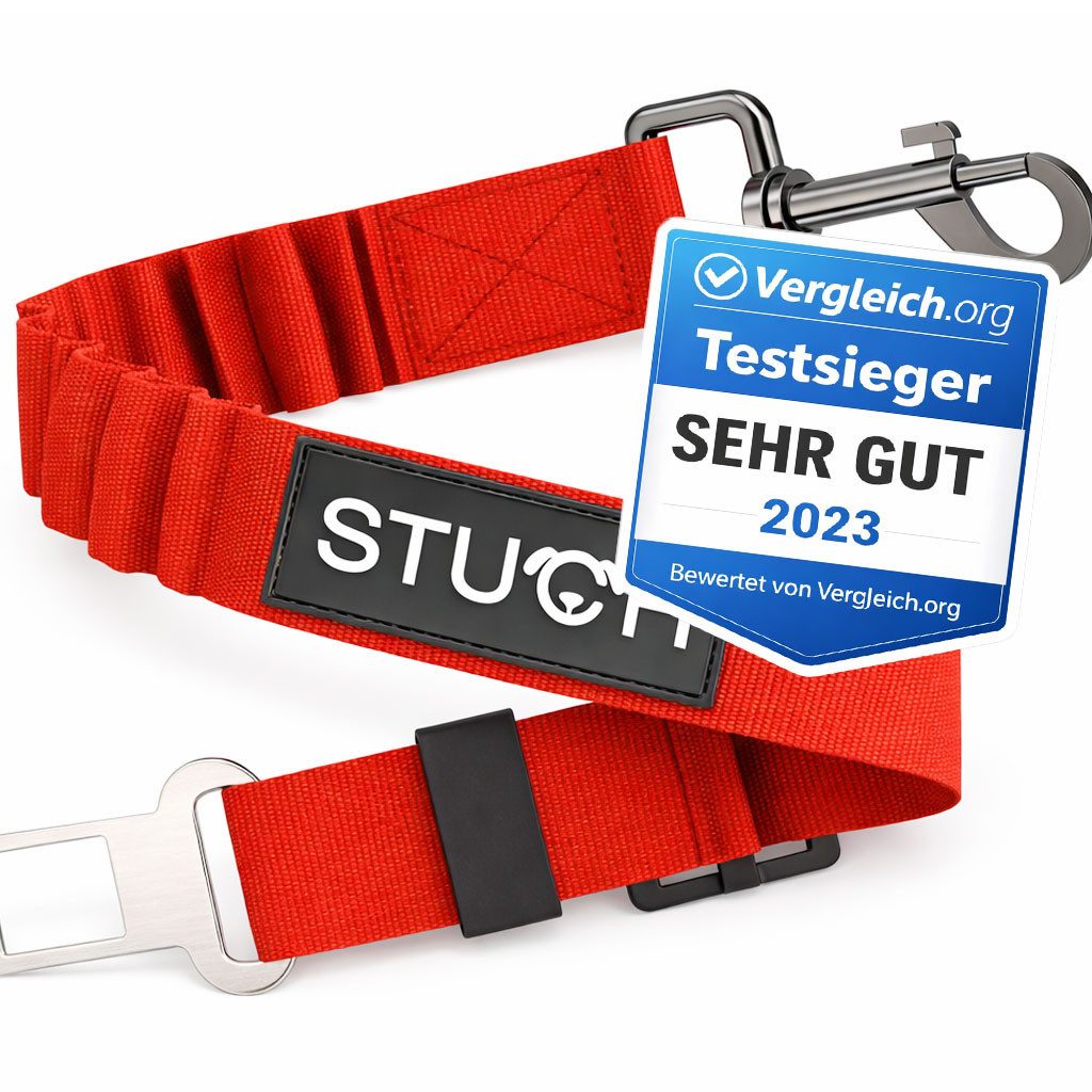 STUCH Autohundegeschirr Universeller Bungee Sicherheitsgurt für Hunde -Passend für alle Autos, Nylon, Längenverstellbar 60-80cm, Universell für jede Hunderasse