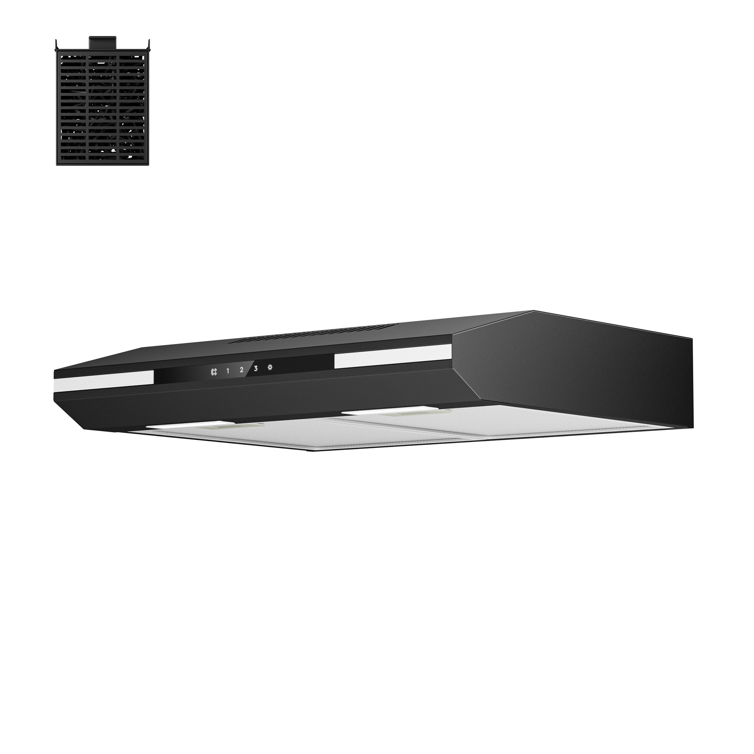 CIARRA Unterbauhaube 60 cm Dunstabzugshaube SensorTouch A+ Abluft & Umluft Schwarz VM6921B Leise Abzugshaube mit 325 m³/h & LED, Elegantes Design, Schwarz