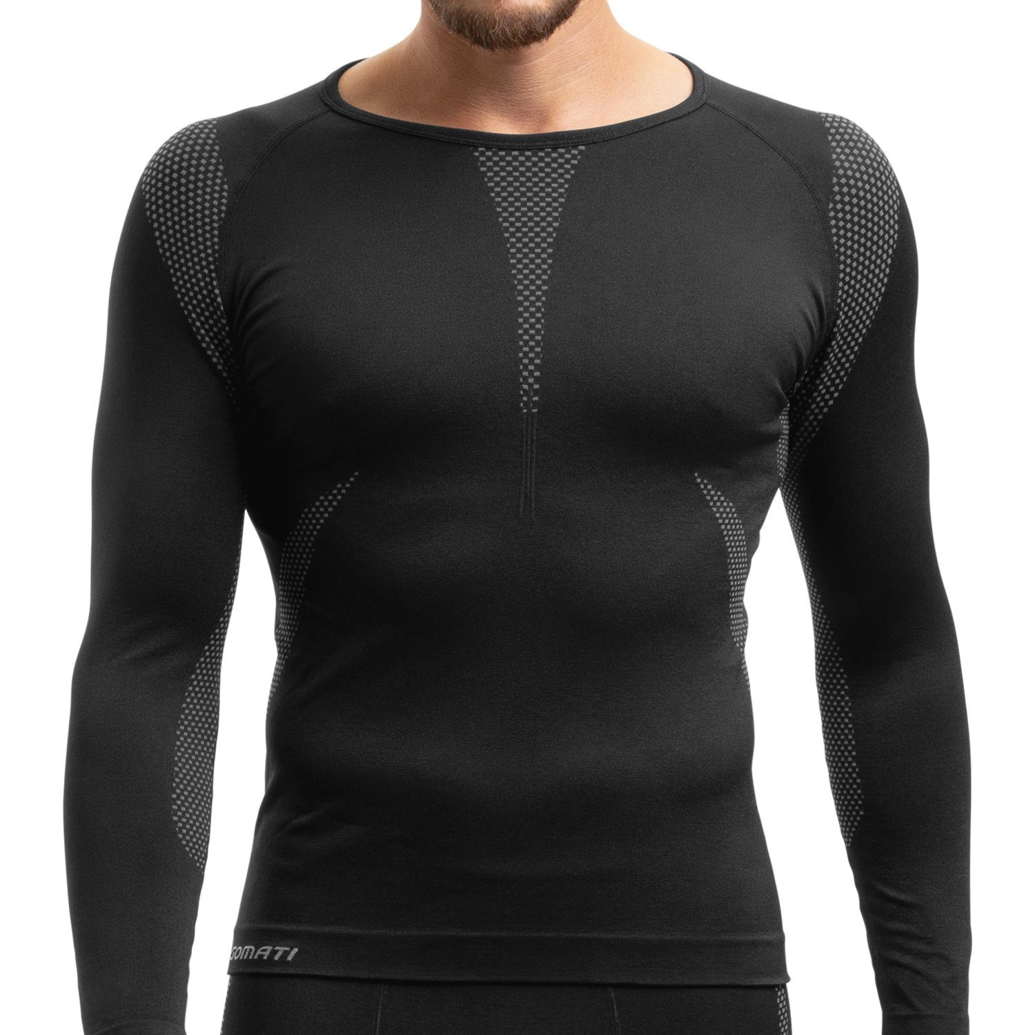 Funktionsunterhemd / Schwarz schnelltrocknend Unterhemd Ski Grau Thermo langarm Gomati Herren Seamless,