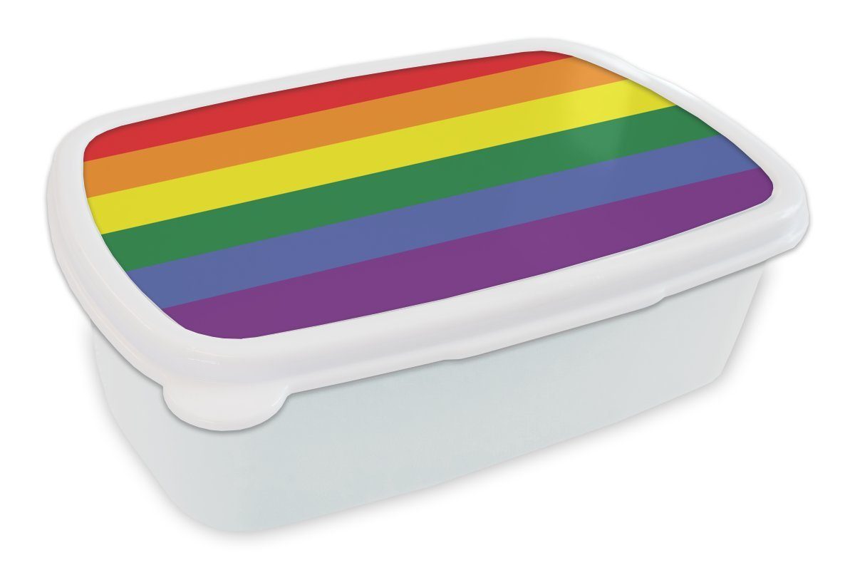 - Stolzflagge Kinder (2-tlg), Mädchen für für Brotdose, Kunststoff, Liebe, weiß Regenbogenflagge - und Erwachsene, Jungs und Lunchbox Brotbox MuchoWow