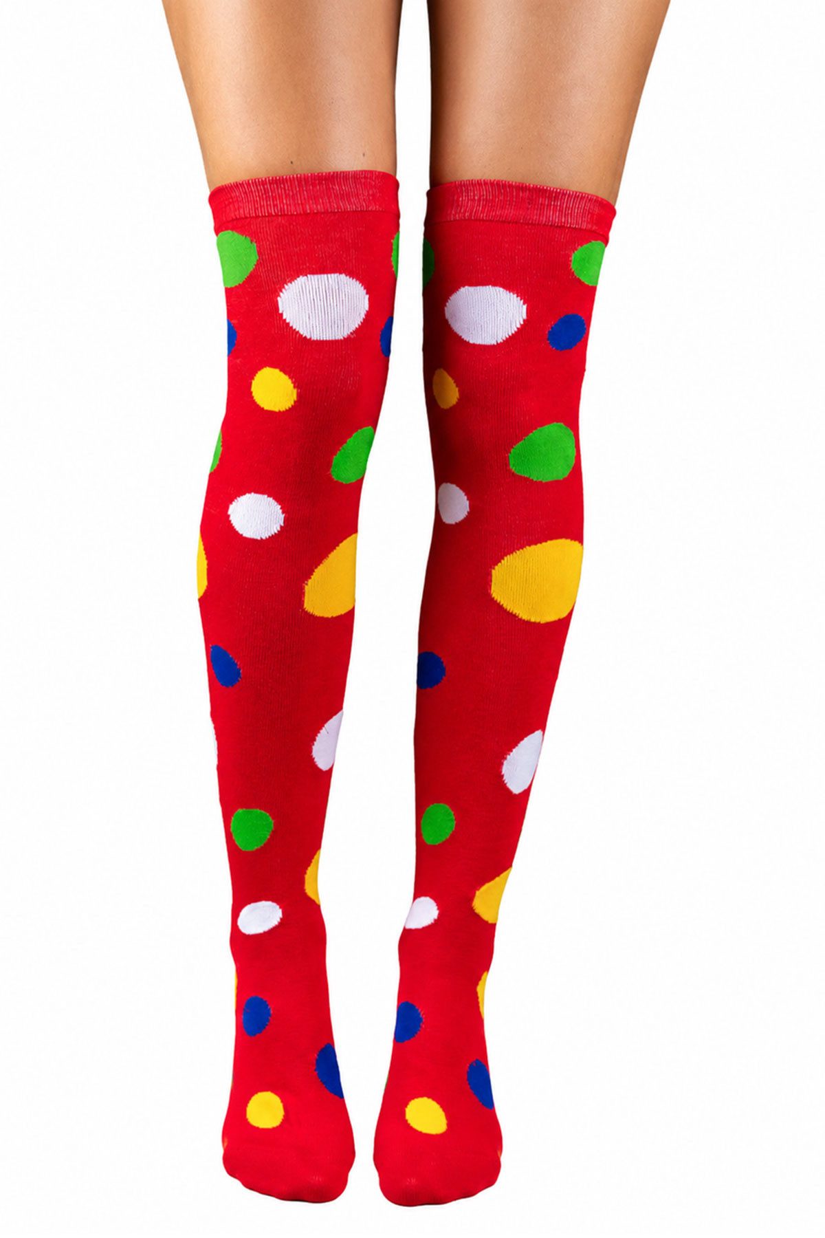 Kostüm Overknees Clown Kniestrümpfe 'Polka Dot' - 414039