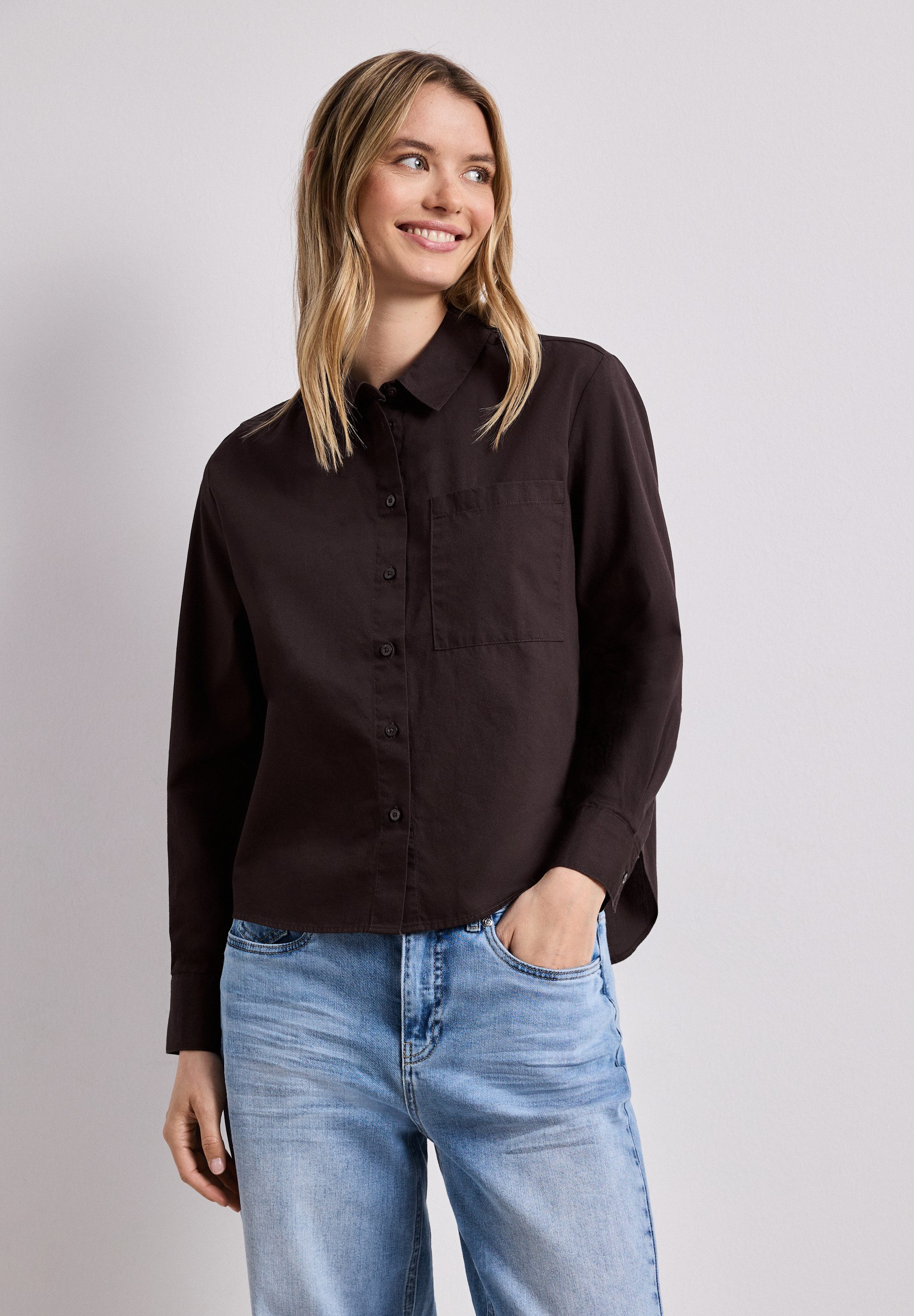 STREET ONE Langarmbluse mit Hemdkragen aus Twill