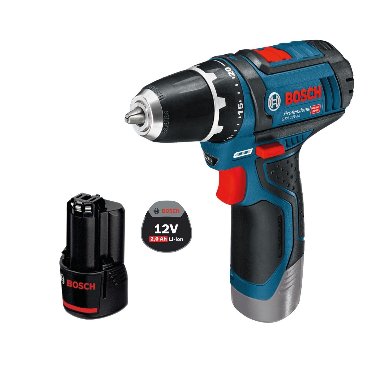 BOSCH Akku-Bohrschrauber Bosch Akku-Bohrschrauber GSR 12V-15 / 1x 2,0 Ah Akku