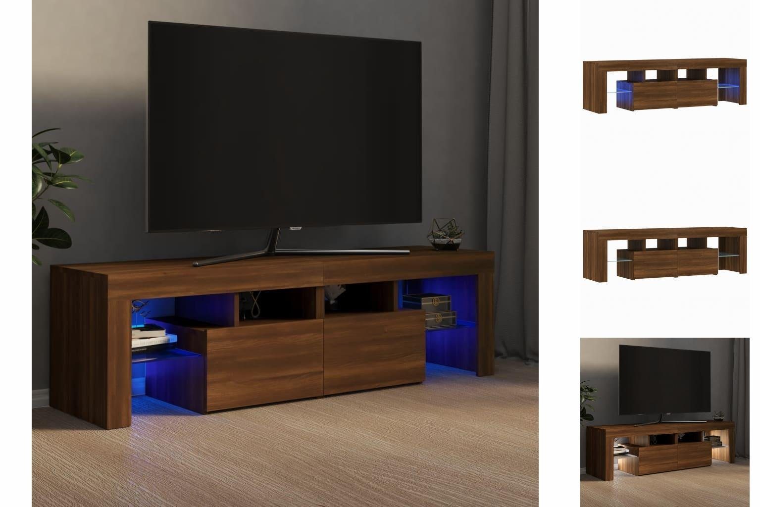 vidaXL TV-Schrank TV-Schrank mit LED-Leuchten Braun Eichen-Optik 140x36,5x40 cm Lowboard