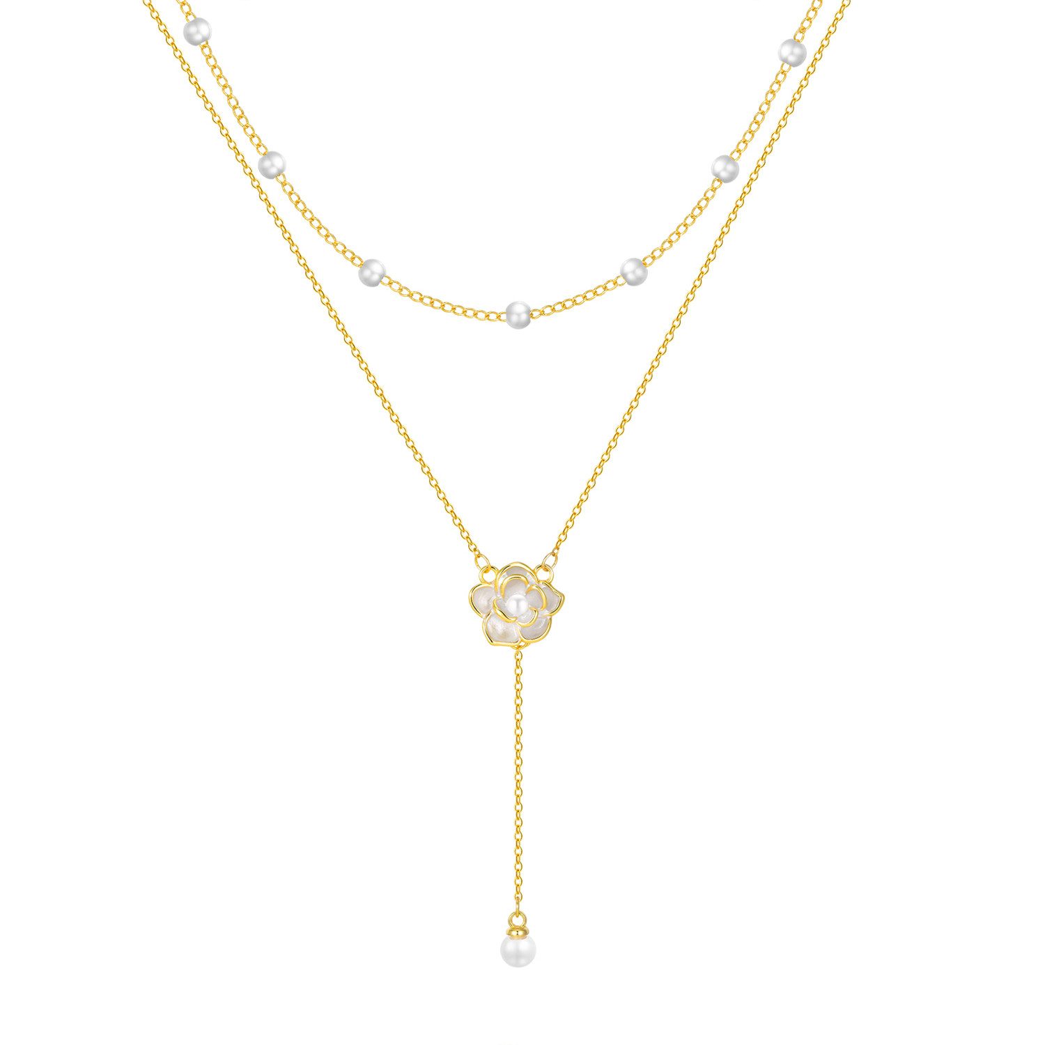 KARMA Edelstahlkette Halskette zweireihig Gold Rose günstig online kaufen