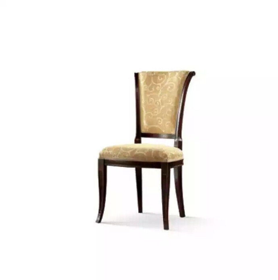 JVmoebel Esszimmerstuhl Designer Textil Luxus Stuhl ohne Armlehnen Esszimmerstuhl Beige (1 St), Made in Italy