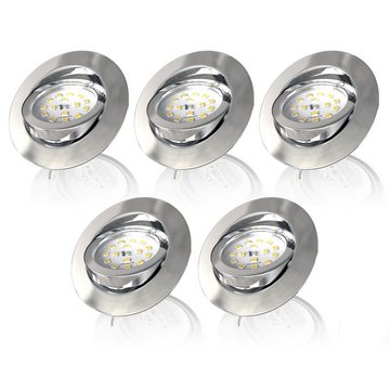 B.K.Licht LED Einbaustrahler Set 5x Einbauleuchten 82mm dimmbar 230V ultra-flach - BKL1074, Dimmfunktion, LED fest integriert, Warmweiß, 5 Spots 3000K Warmweiß 5,5W 470Lm Deckenausschnitt Ø68mm - Matt-Nickel