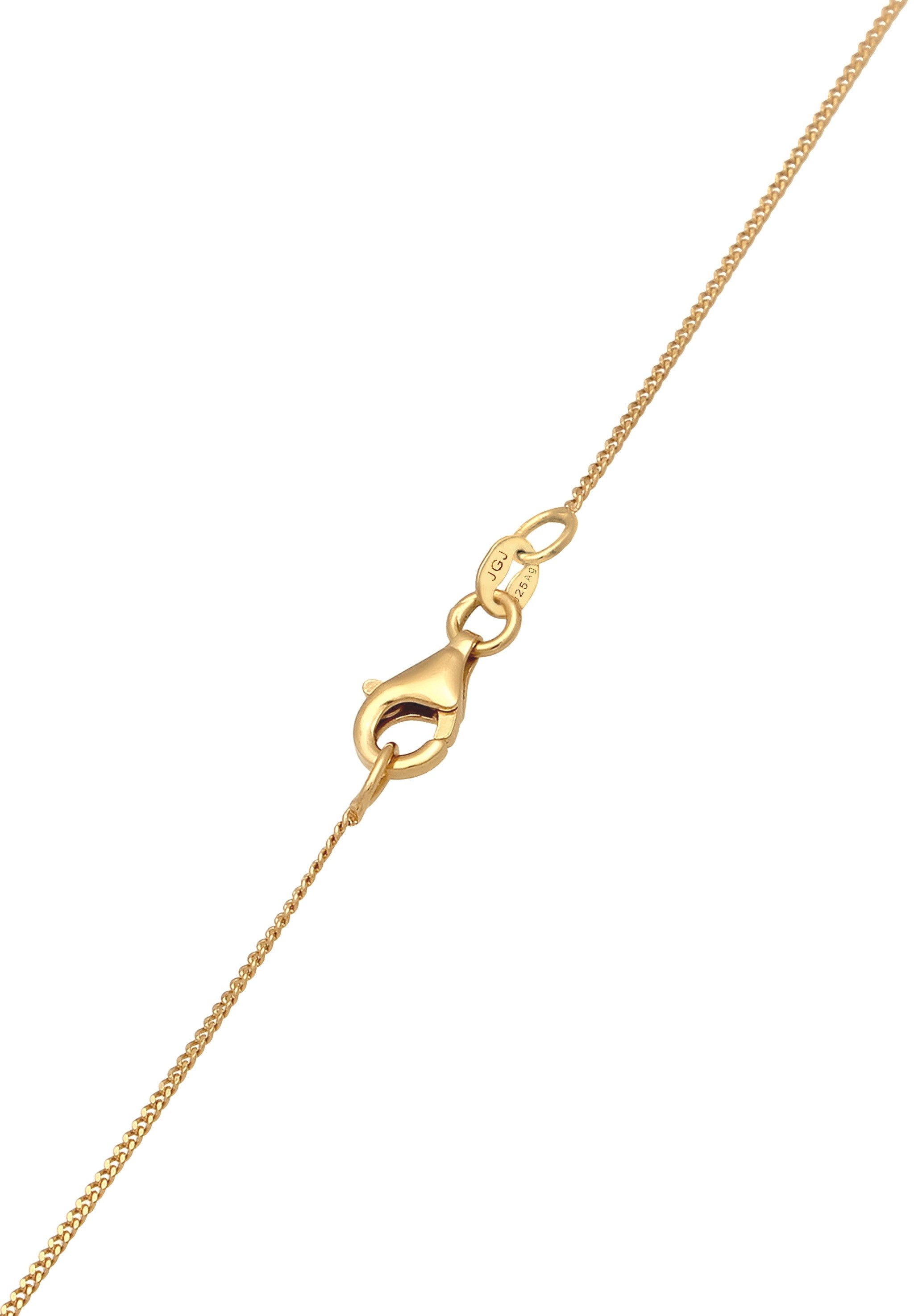 Elli Kette mit Anhänger Solitär Sonnenstein Orange 925 Sterling Silber vergoldet