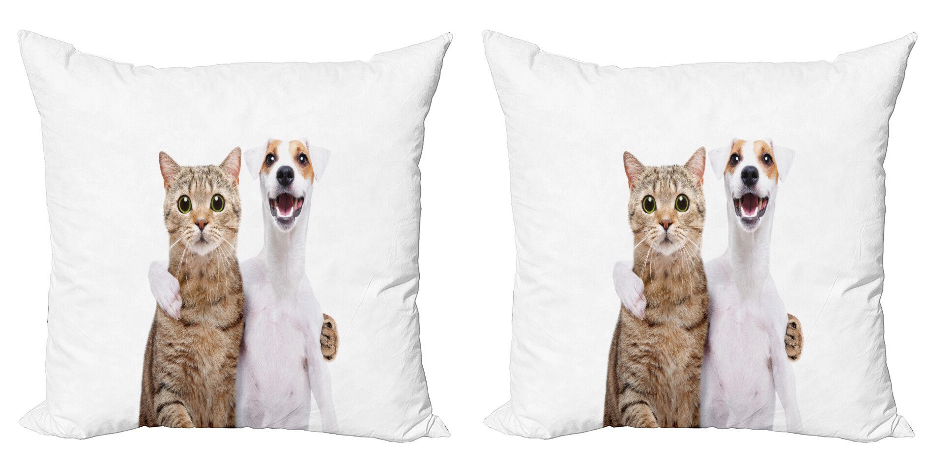 Stück), Digitaldruck, (2 Süße Real Life Kissenbezüge Modern Katze Tiere Doppelseitiger Accent Abakuhaus Freundlich
