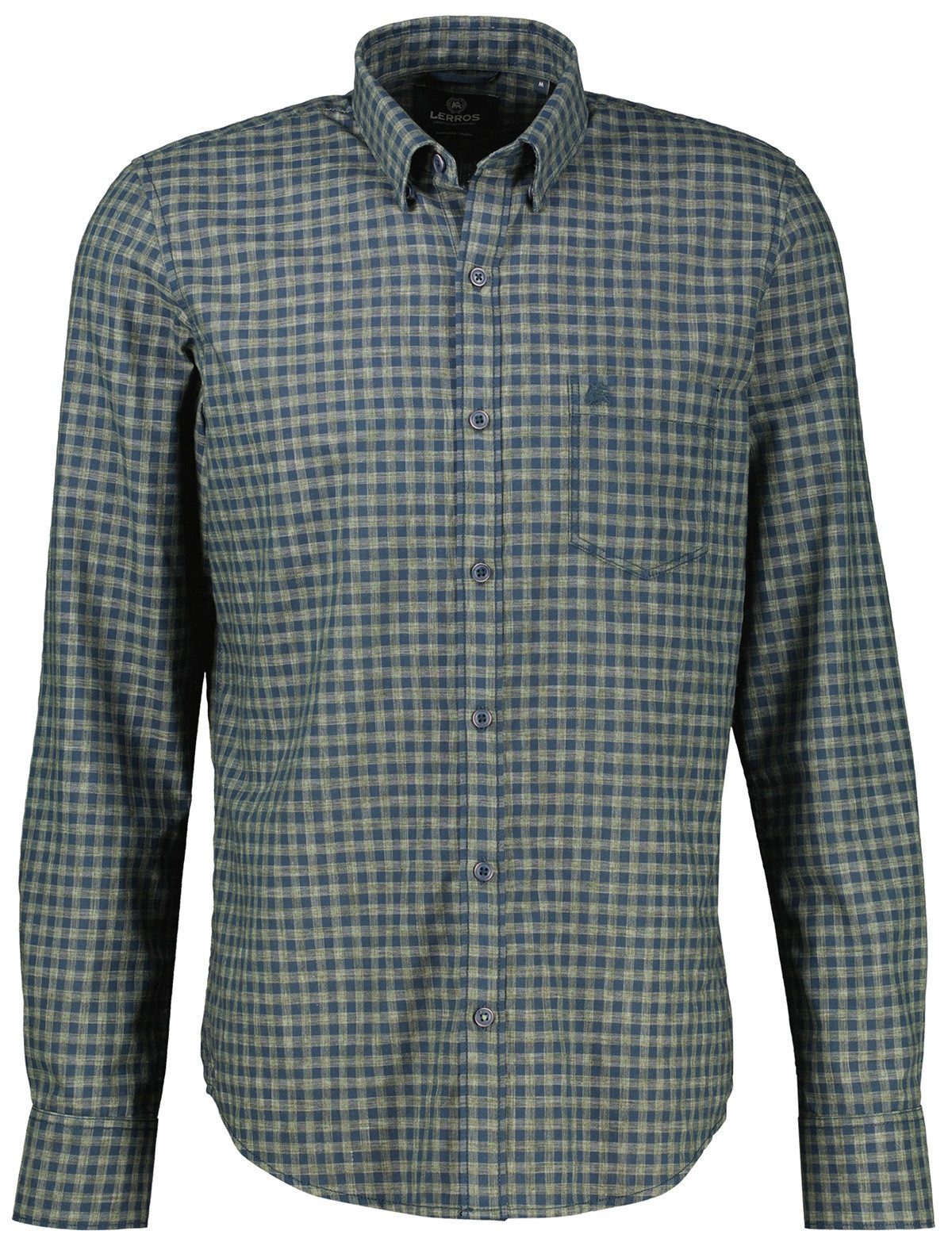 LERROS Karohemd Button-Down-Kragen Under Button Down