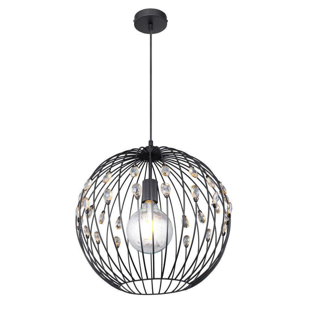 GLOBO LIGHTING Kugelleuchte, Leuchtmittel nicht inklusive, Design Decken Lampe Hänge Pendel Leuchte K9 Kristalle Amber schwarz