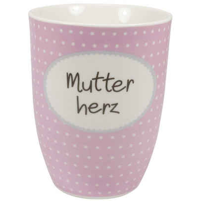 MEA LIVING Tasse MEA LIVING Henkelbecher 500 ml Spruch MUTTERHERZ Kaffee Tasse Becher rosa Punkte