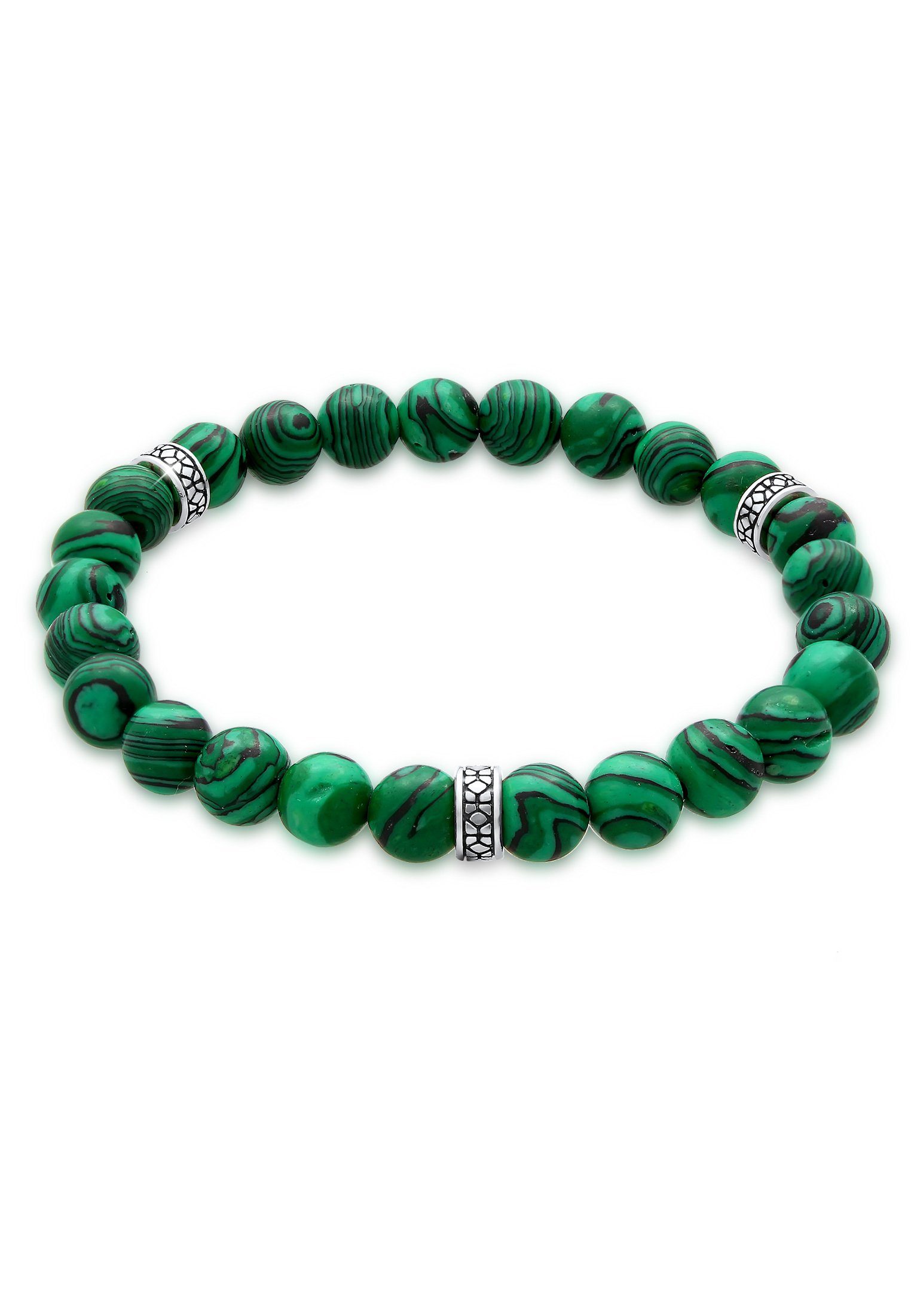 Kuzzoi Armband Herren synth. Malachit Bead Oxidiert 925 Silber günstig online kaufen