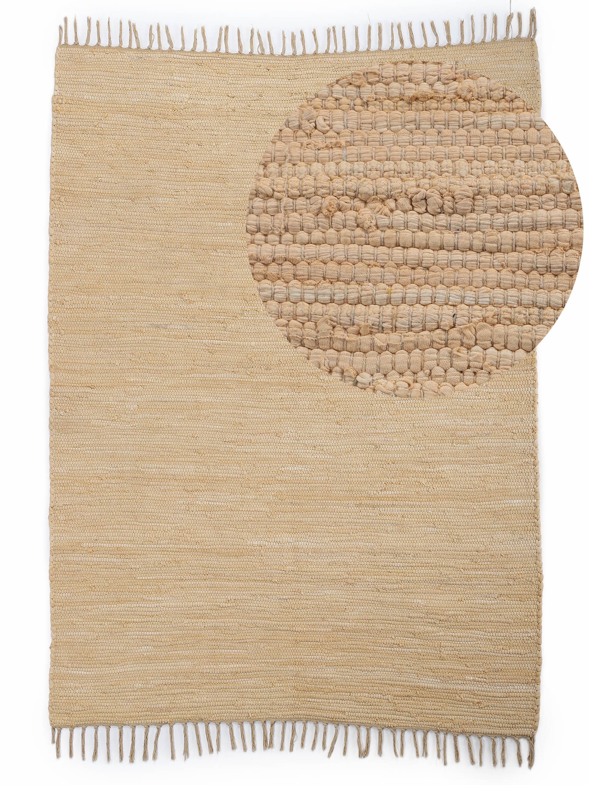 carpetfine Teppich Kelim Chindi uni, auch als Läufer, rechteckig, Höhe: 5 mm, Wendeteppich, reine Baumwolle, handgewebt, Uni-Farben, mit Fransen