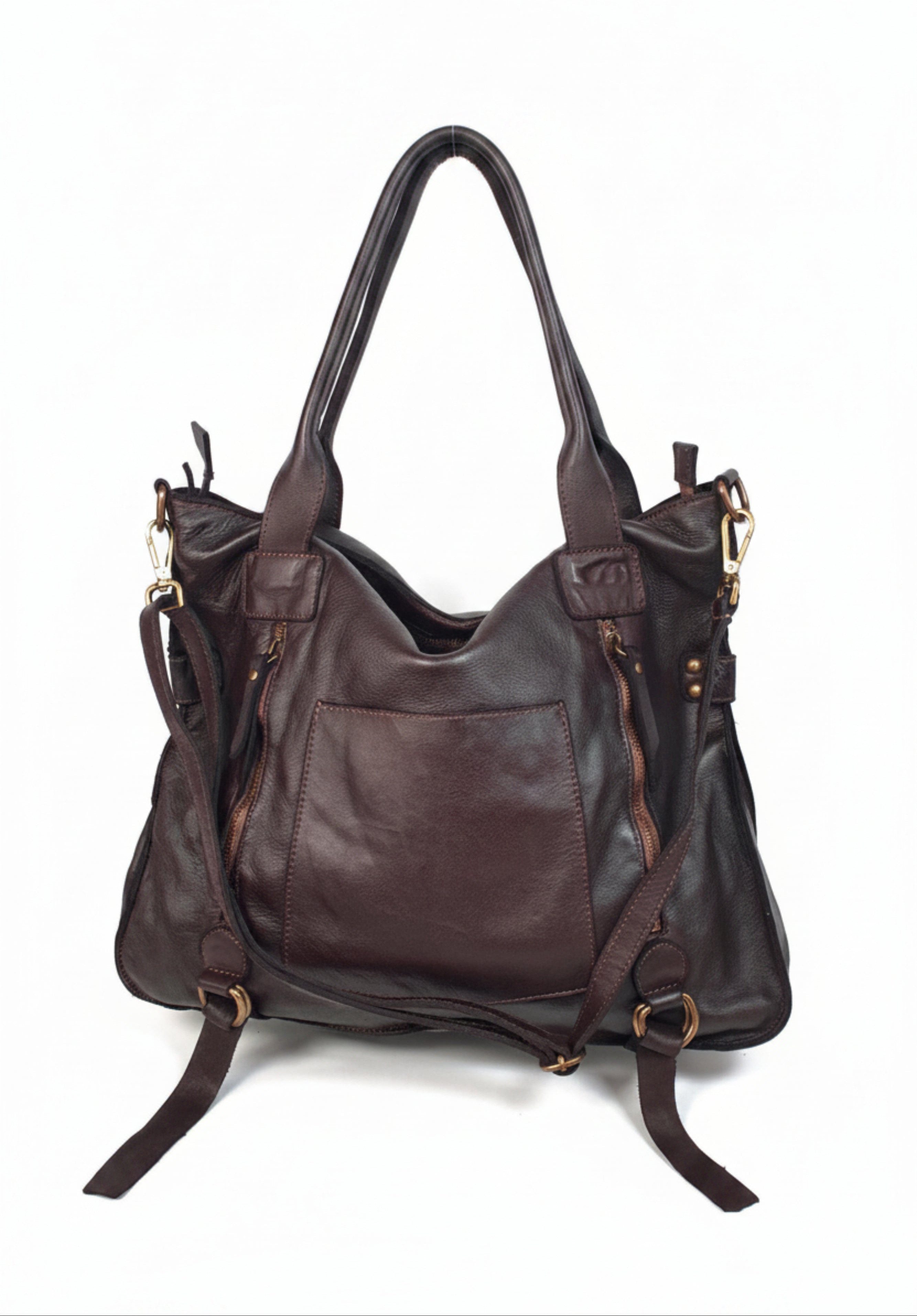 sanumi Schultertasche großer italienischer Ledershopper, Made in Italy, weiches Echtleder