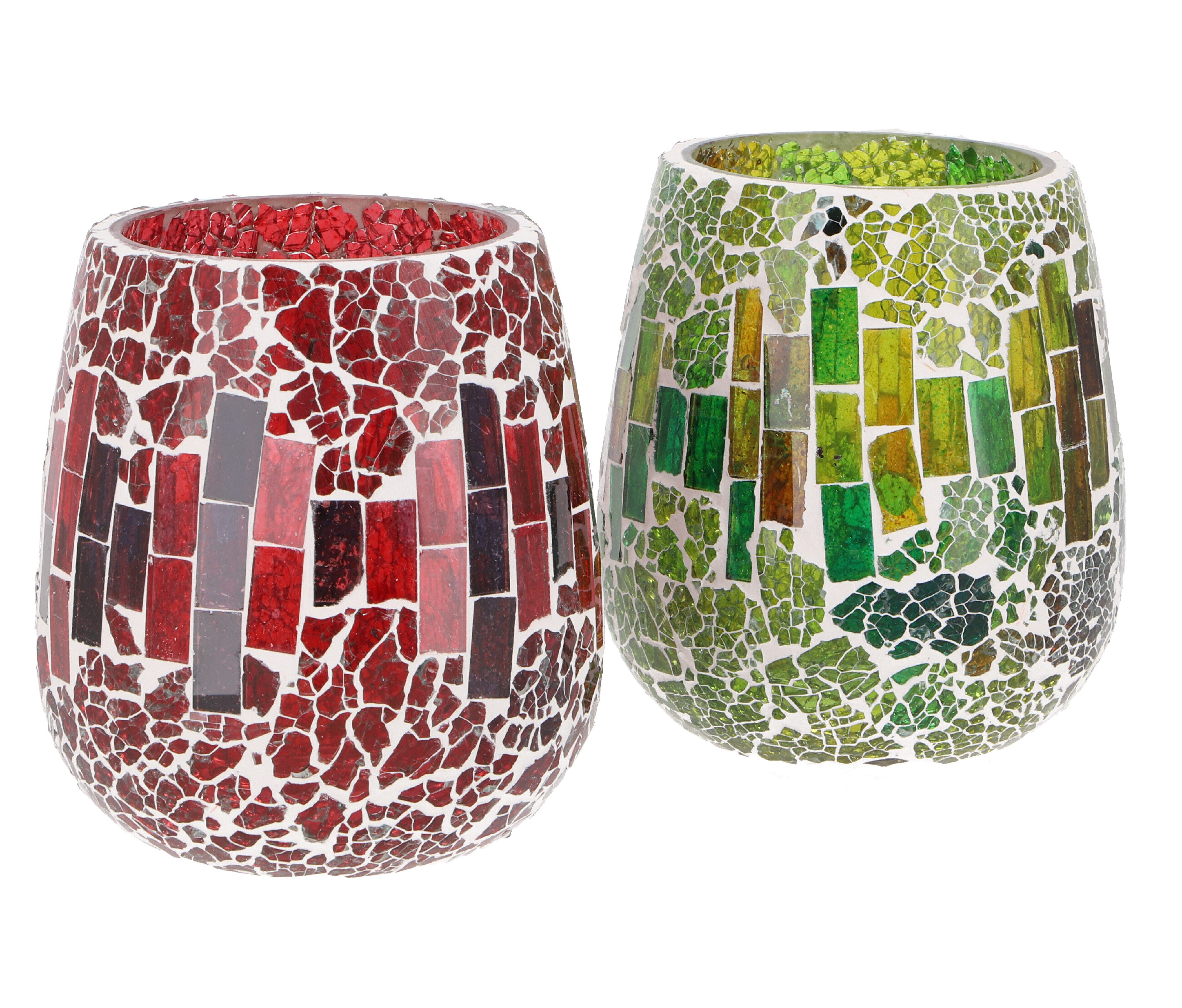 Guru-Shop Windlicht 2 handgearbeitete Glas Mosaik günstig online kaufen
