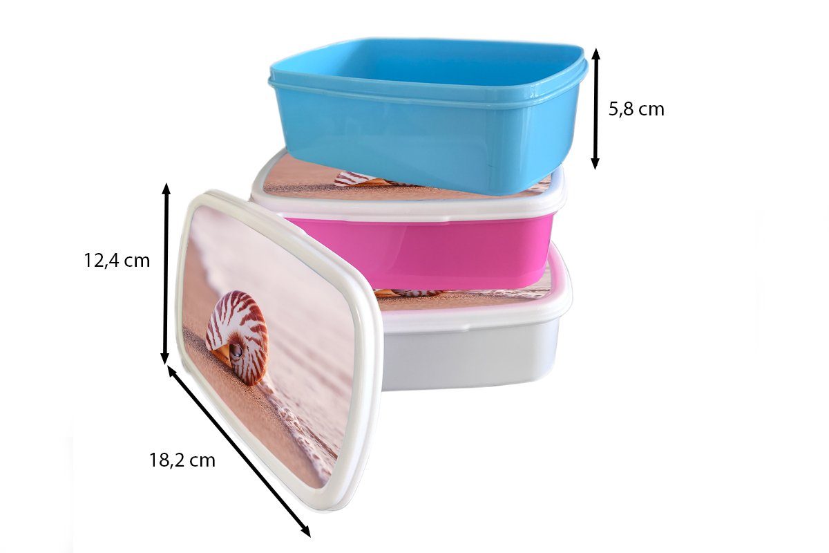 Brotbox Erwachsene, Meer rosa (2-tlg), - Snackbox, Muschel Kinder, Brotdose Lunchbox Strand für MuchoWow Mädchen, Sand, Kunststoff - - Kunststoff,