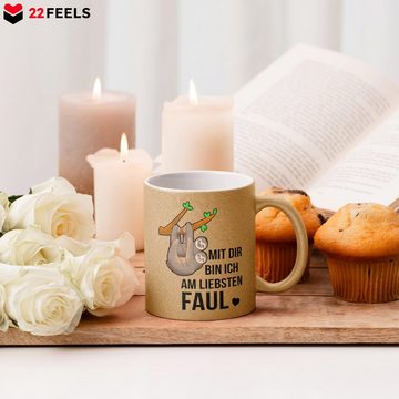 22Feels Tasse Jahrestag Geschenk Paar Hochzeitstag Valentinstag Ehefrau Freundin, Keramik, Glitzertasse, Made in Germany