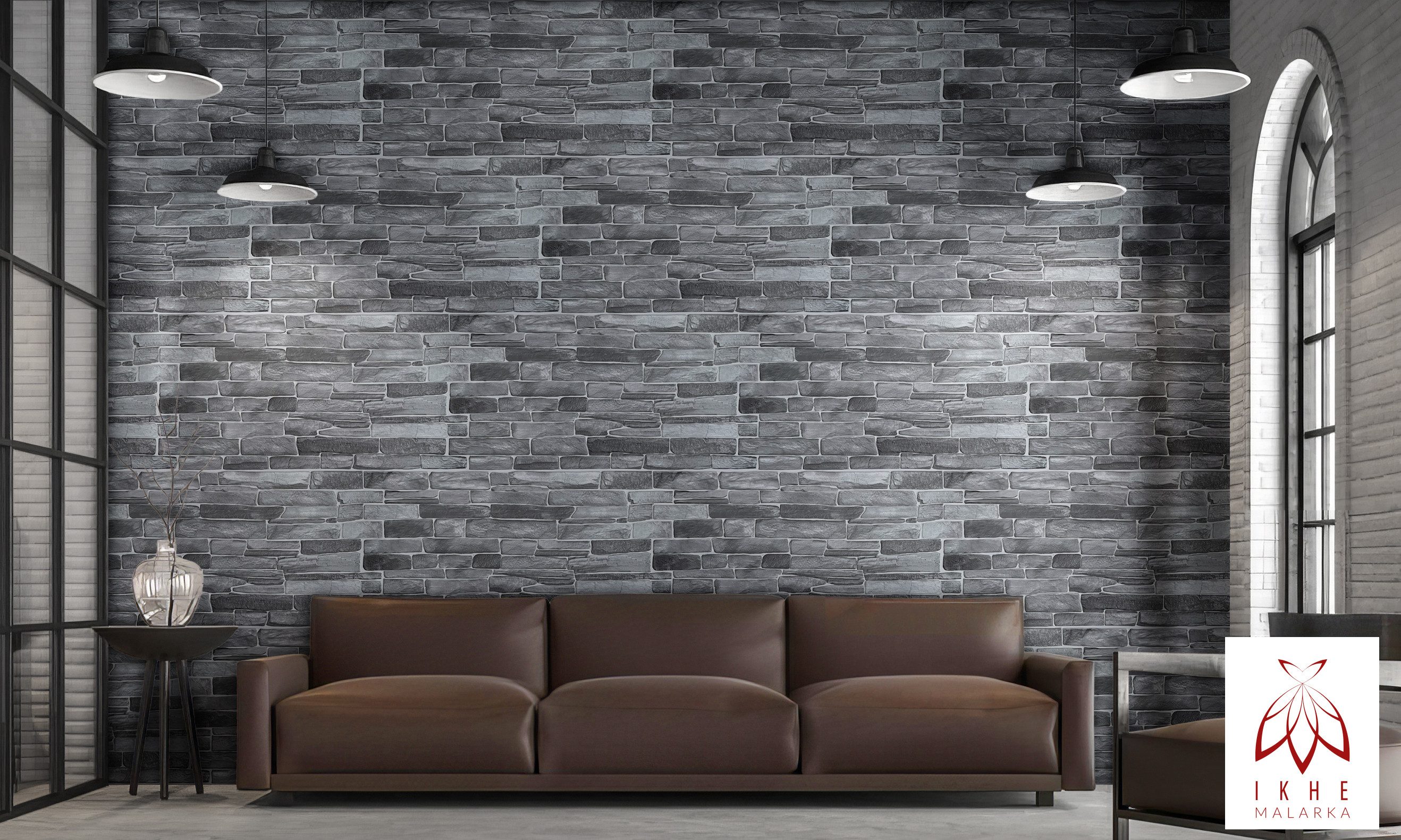 IKHEMalarka 3D Wandpaneel PVC 3D Paneele Stein Optik Wandverkleidung, BxL: 48,00x90,00 cm, 0,40 qm, 0,4m² - 1 Stück Wasserdicht und flexibel!