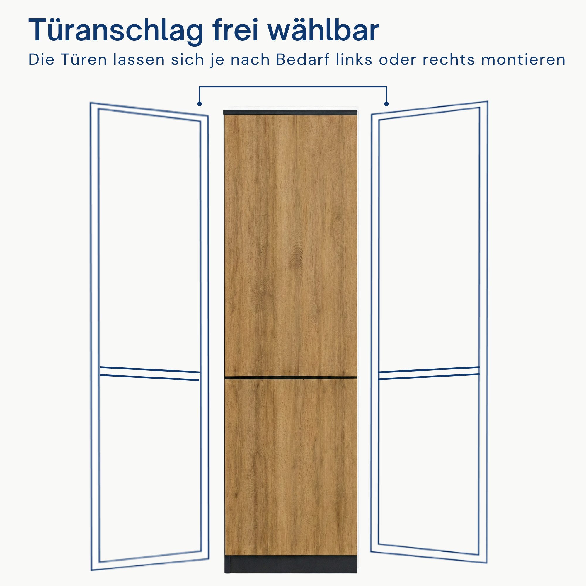 Home Collective Kleiderschrank Garderobenschrank Mehrzweckschrank Schrank platzsparend & vielseitig (50x40x180,5 cm (BxTxH), ideal für Schlafzimmer Flur & Arbeitszimmer) mit 2 Türig & 5 Einlegeböden in anthrazit-eiche