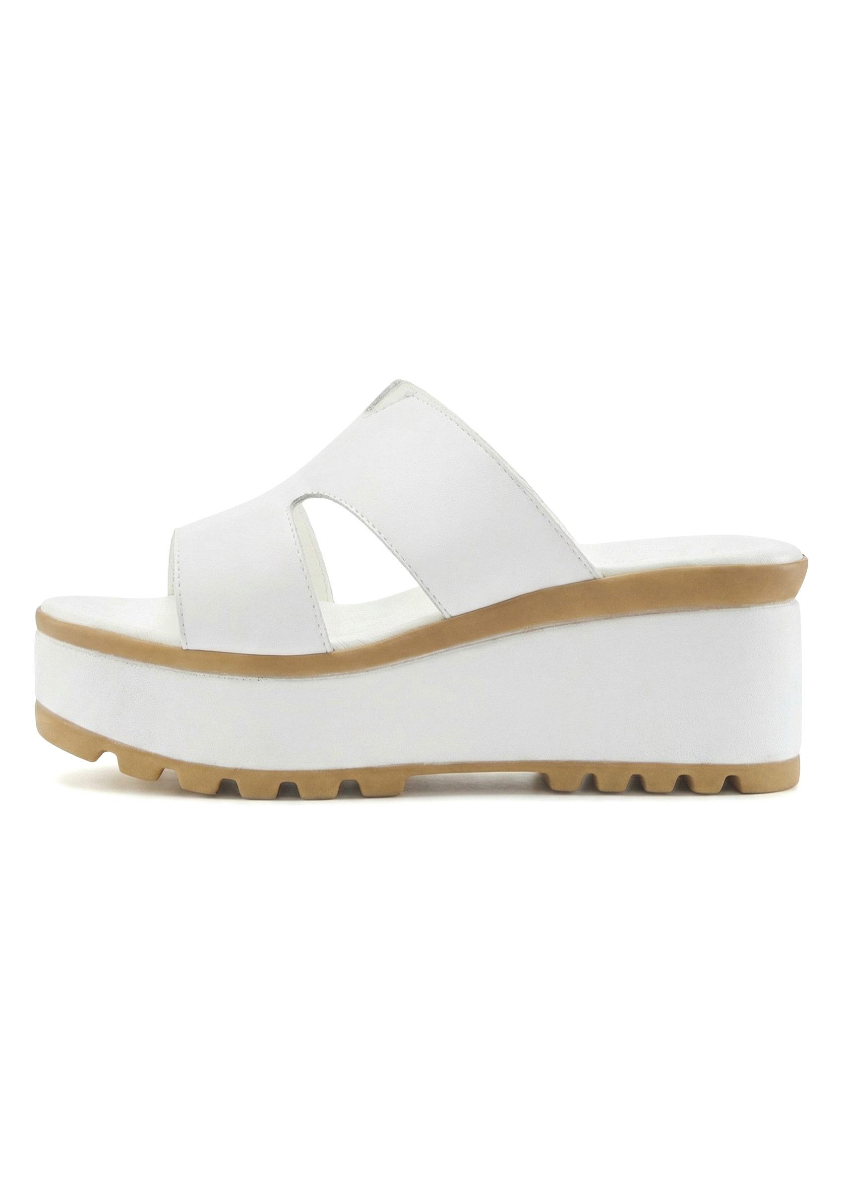 LASCANA Sandale, Sommerschuh, Mule, offener Schuh, Pantolette NEU aus Leder mit Keilabsatz