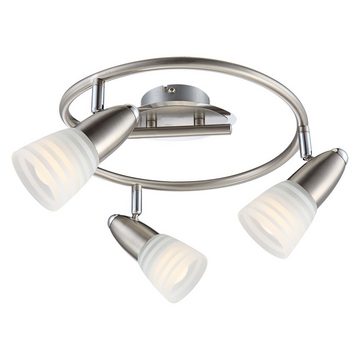 etc-shop LED Deckenleuchte, Leuchtmittel inklusive, Warmweiß, LED Decken Lampe Leuchte Metall Nickel Matt Chrom Glas Opal Wohn