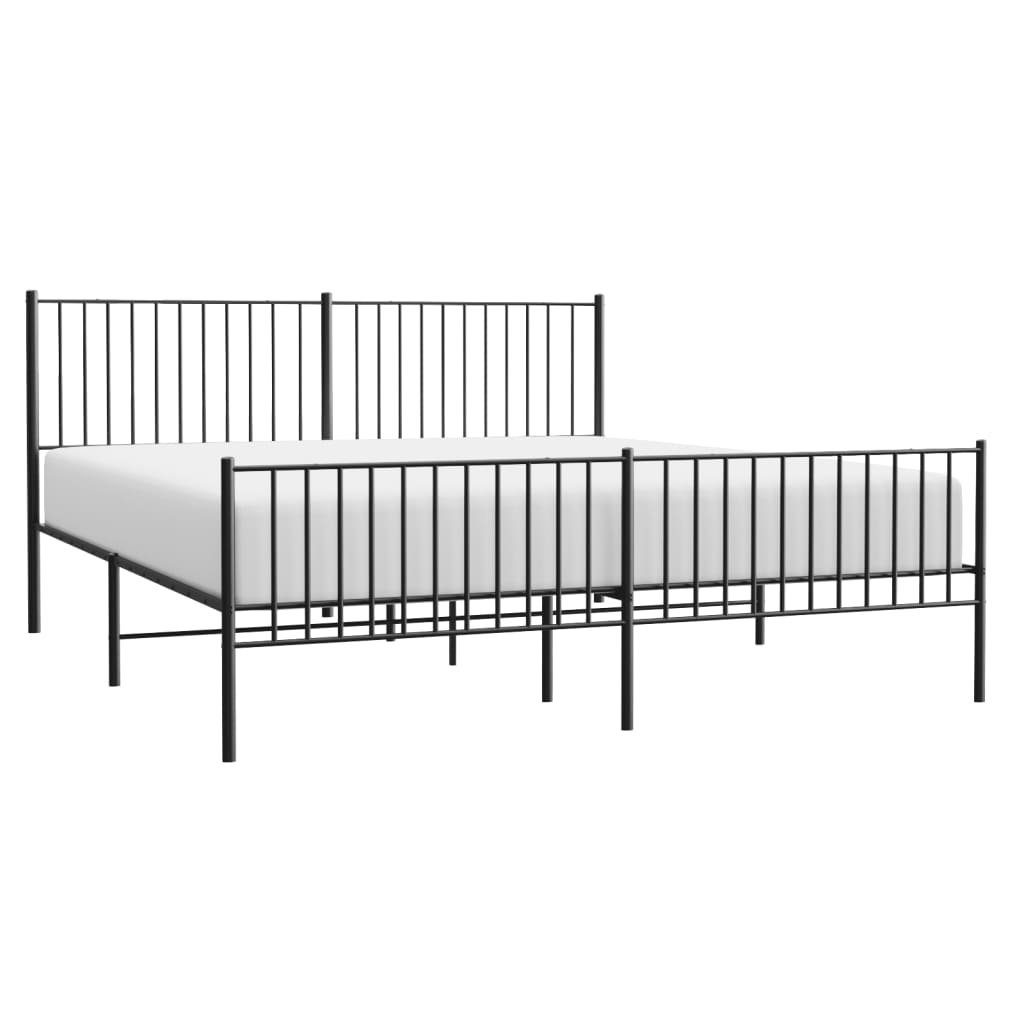 furnicato Bettgestell Metallbett ohne Matratze mit Fußteil Schwarz 180x200 günstig online kaufen