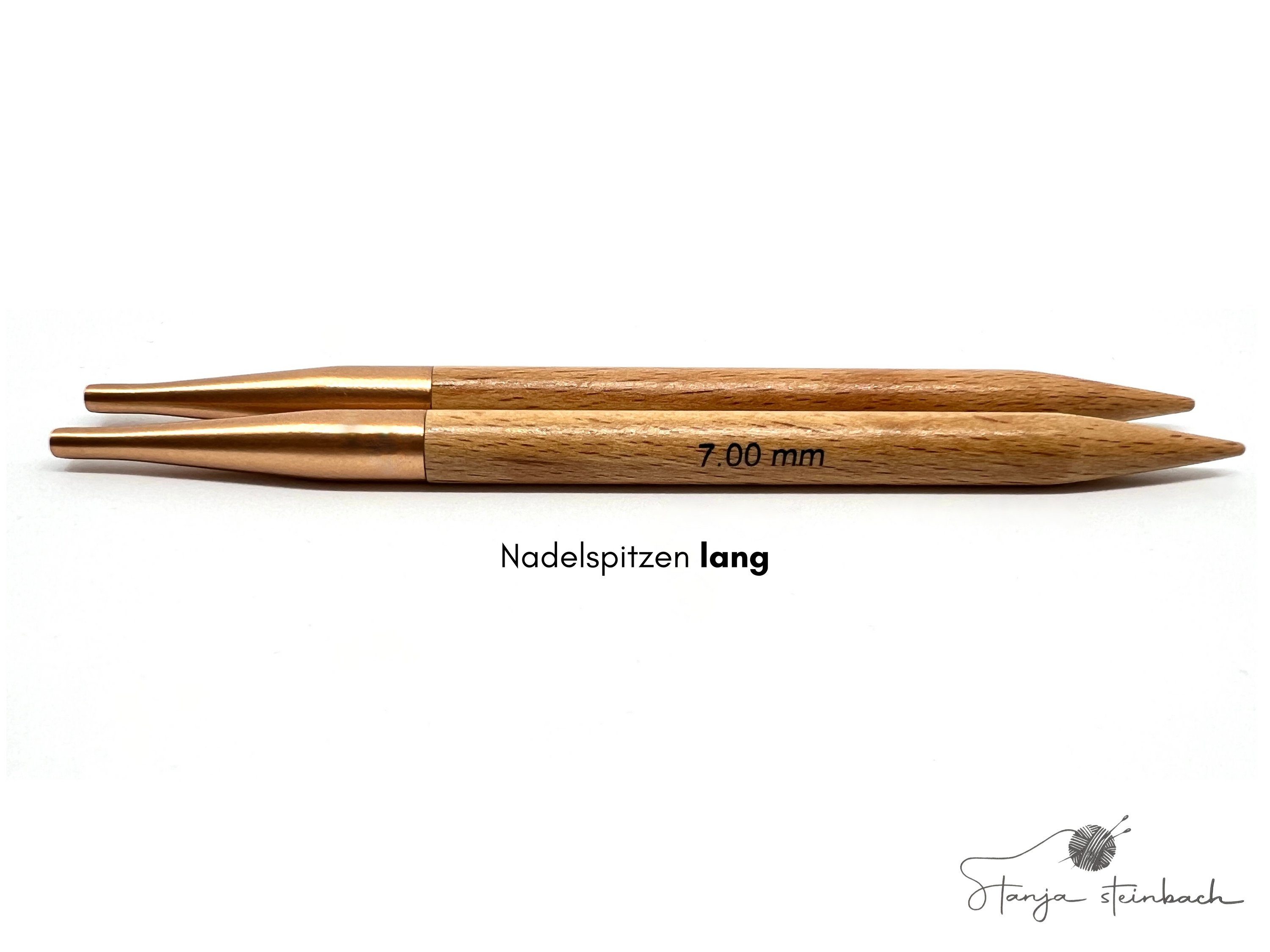 LANA GROSSA Stecknadeln Knit Pro Nadelspitzen VARIO LANG Buche Tanja Steinbach Edition, austauschbare Nadelspitze in den Stärken 3-12 mm