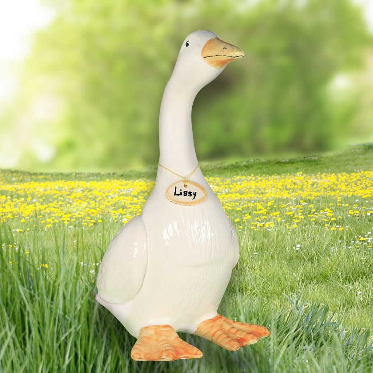 (Stück) Tangoo-Deko Keramik-Gans 33cm, Gartenfigur ca stehend H Lissy Tangoo