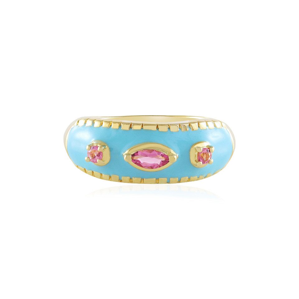 Cavill Silberring Rosa Turmalin Goldplattierter Silberring günstig online kaufen