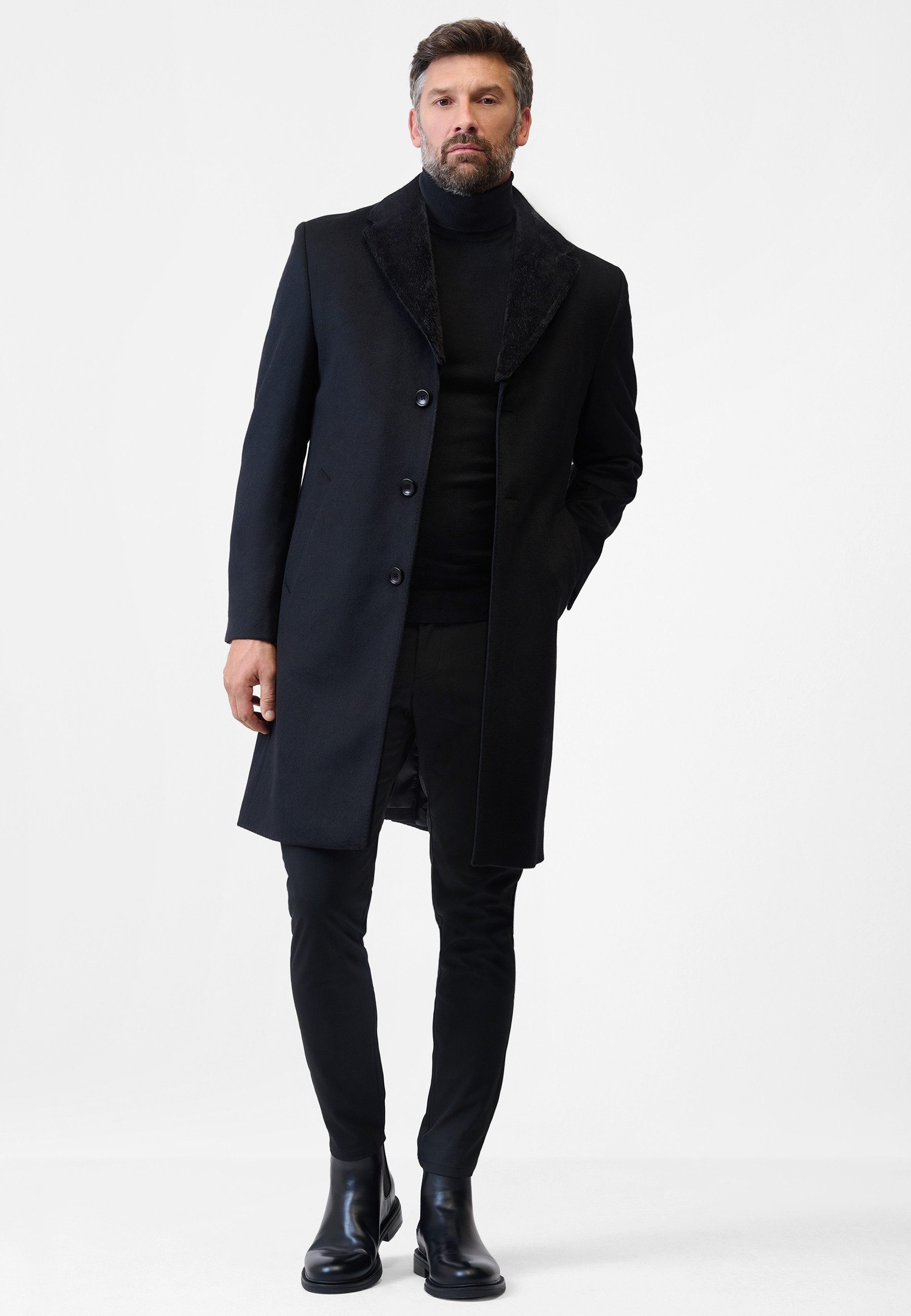 RICANO Wollmantel Raffaele Wollmantel mit Reverskragen aus Kunstfell günstig online kaufen