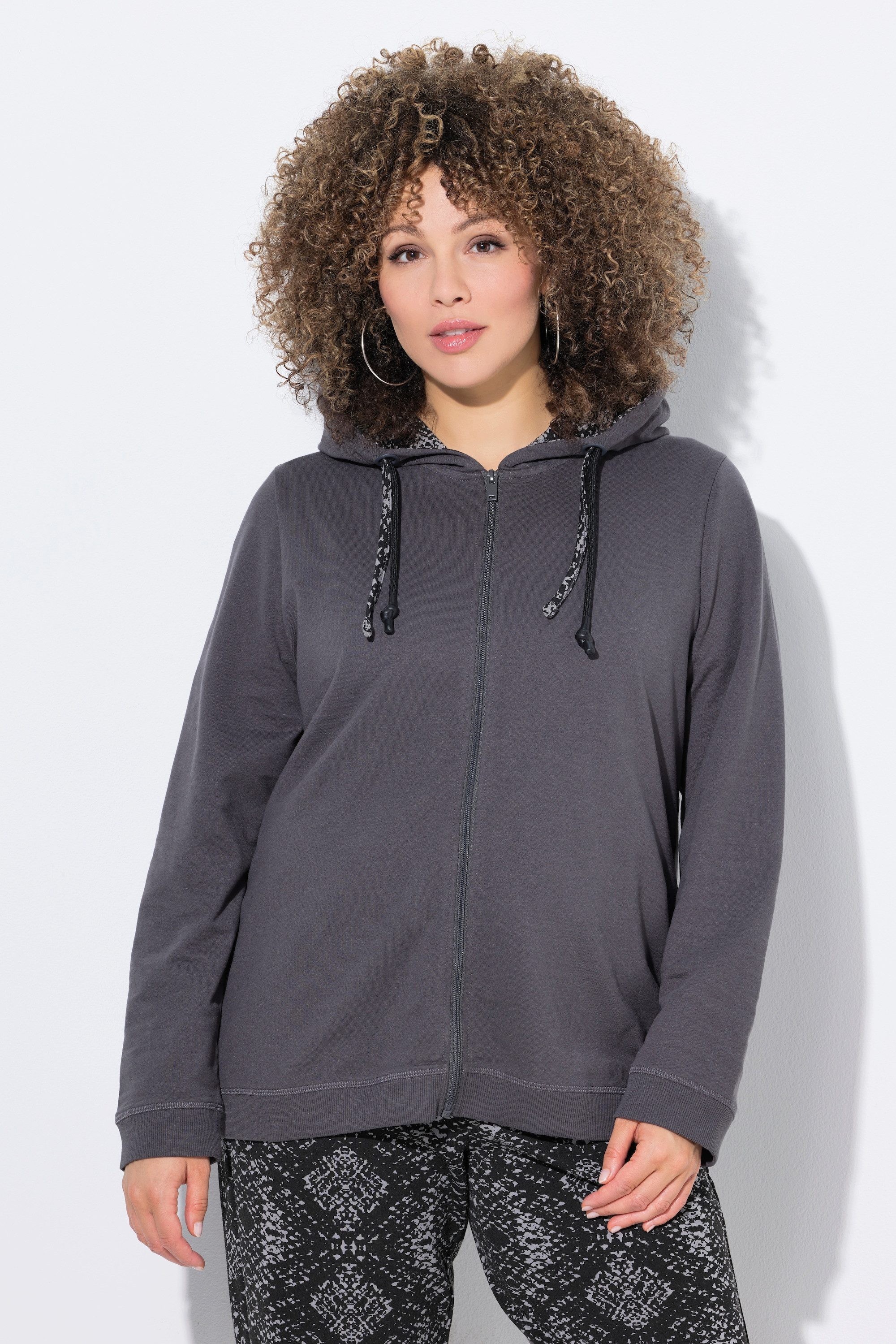 Ulla Popken Sweatjacke Sweatjacke Kapuzenfutter mit günstig online kaufen