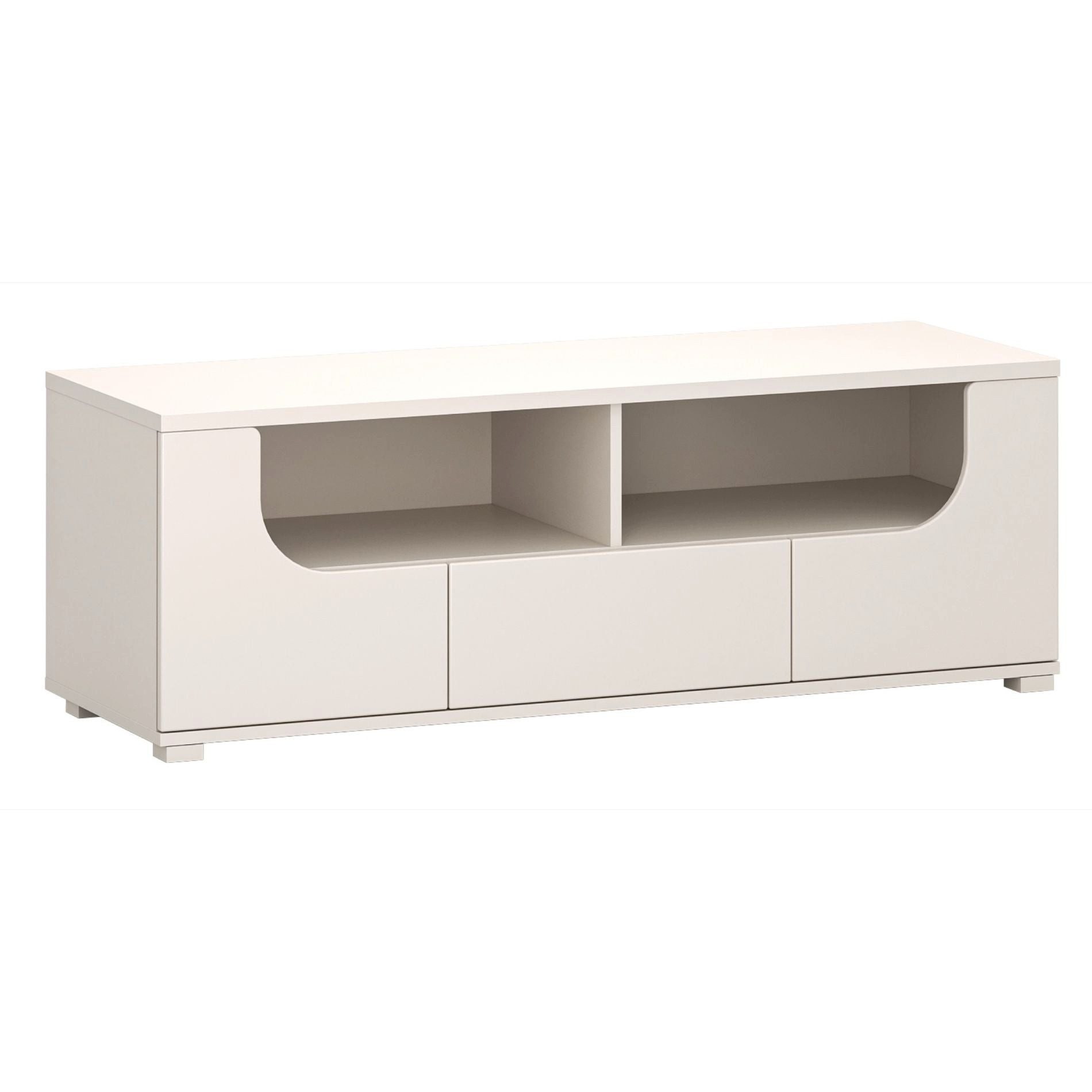 Selsey TV-Schrank VALLES 2-türig mit Schublade und offenen Fächern, Kaschmirgrau, 130 cm
