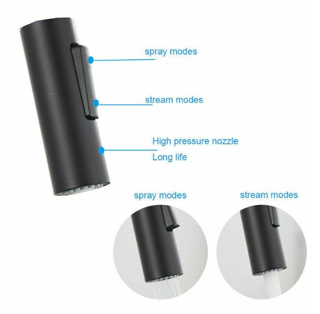 Küchenarmatur Spültischarmatur black XDeer 2 mit Strahlarten,Küchenarmatur Berührungsempfindlichkeit Küche Wasserhahn Ausziehbar, mit Brause 360°,Mischbatterie