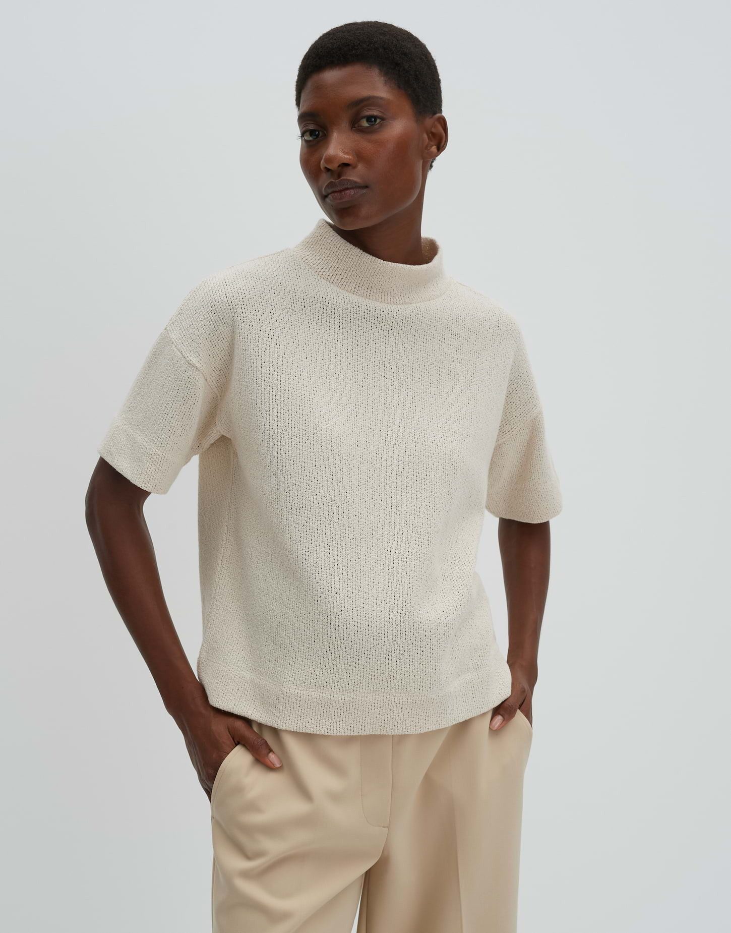 someday Sweatshirt Umelo mit Strickoptik Stehkragen und Halbarm, modern und unkompliziert
