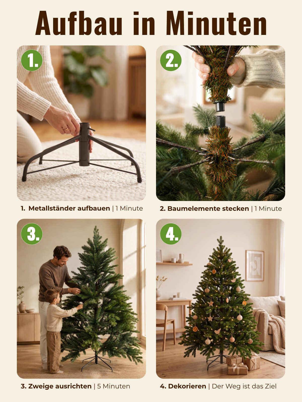 VIVANNO Künstlicher Weihnachtsbaum Polyethylen NORDMANN 120 - 2025 Rund - Ohne Led - 2025, 97x120 cm – Bild 5 von 5